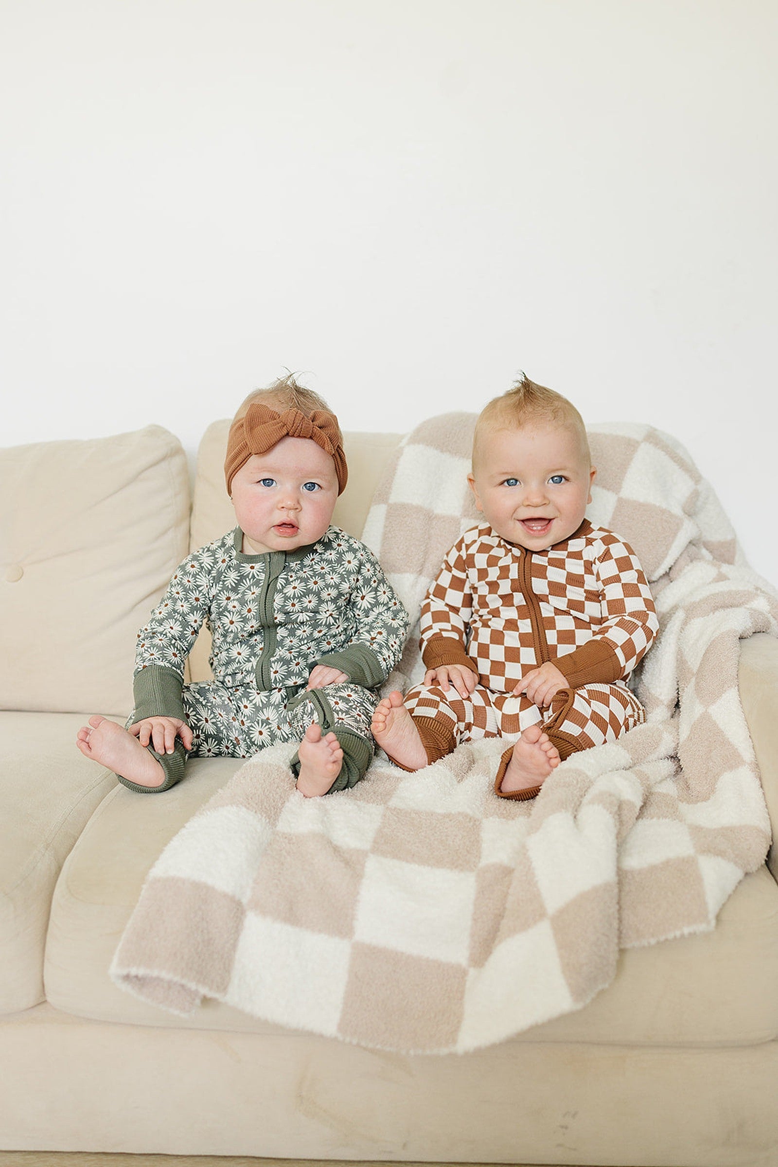 Dark Green Daisy Ribbed Zipper Pajama, Bamboo, Baby Essentials