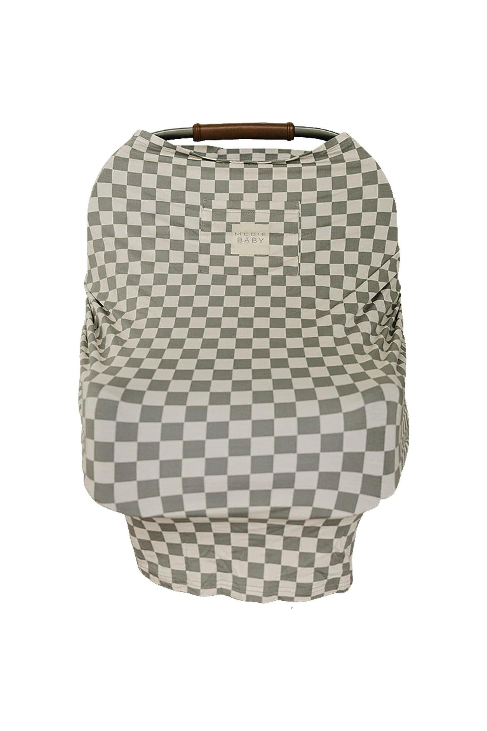 Light Green Checkered Multi-Use, Bamboo, Car Seat & Nursing Cover, Gender Neutral, Baby