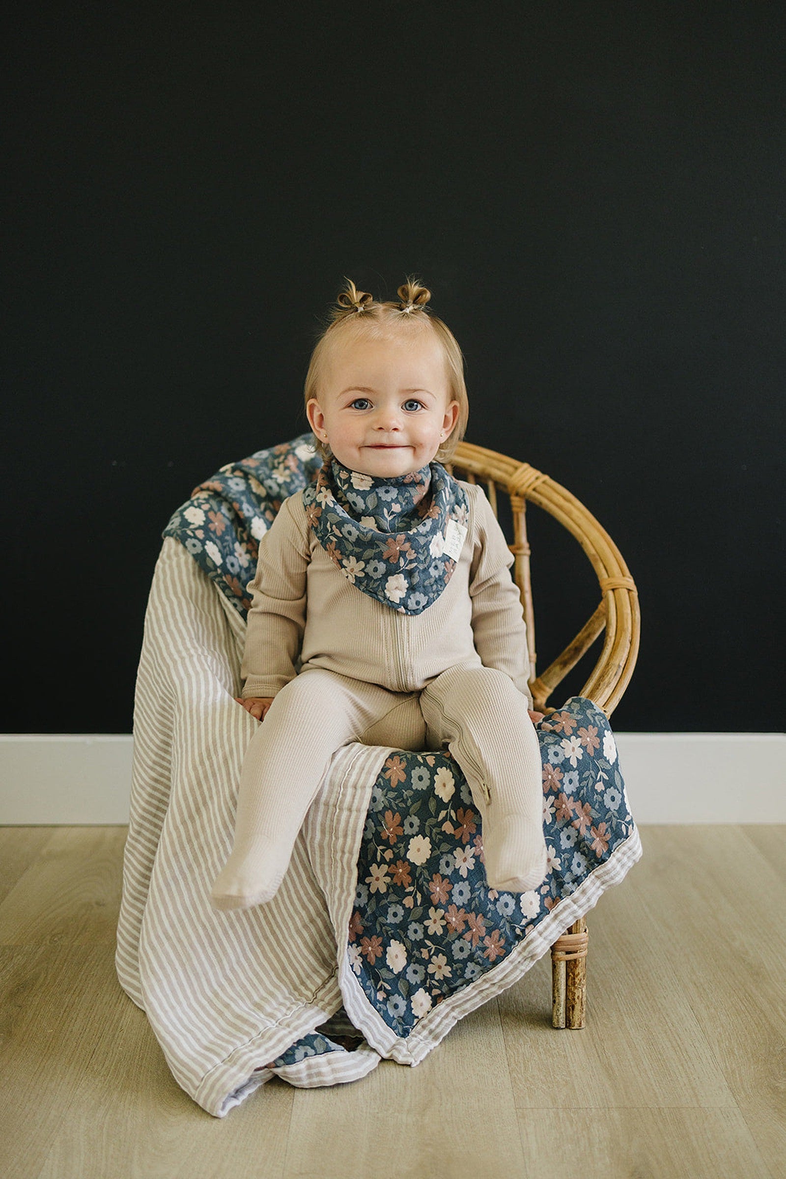 Midnight Floral Muslin Bib, 100% Cotton, Baby Essentials