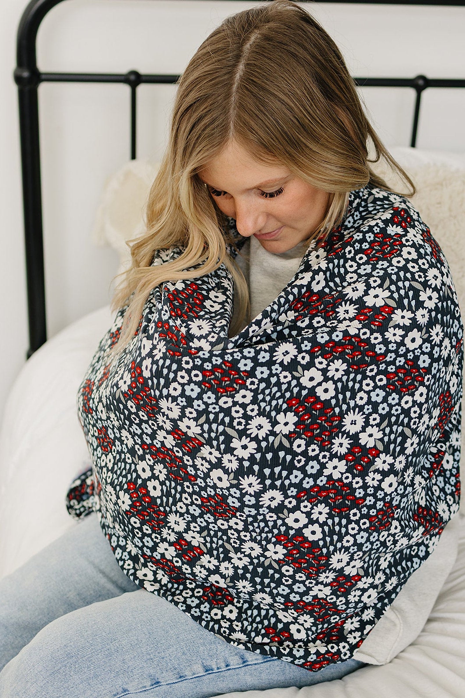 Americana Floral Ribbed Multi-Use, Bamboo, Car Seat & Nursing Cover, Baby