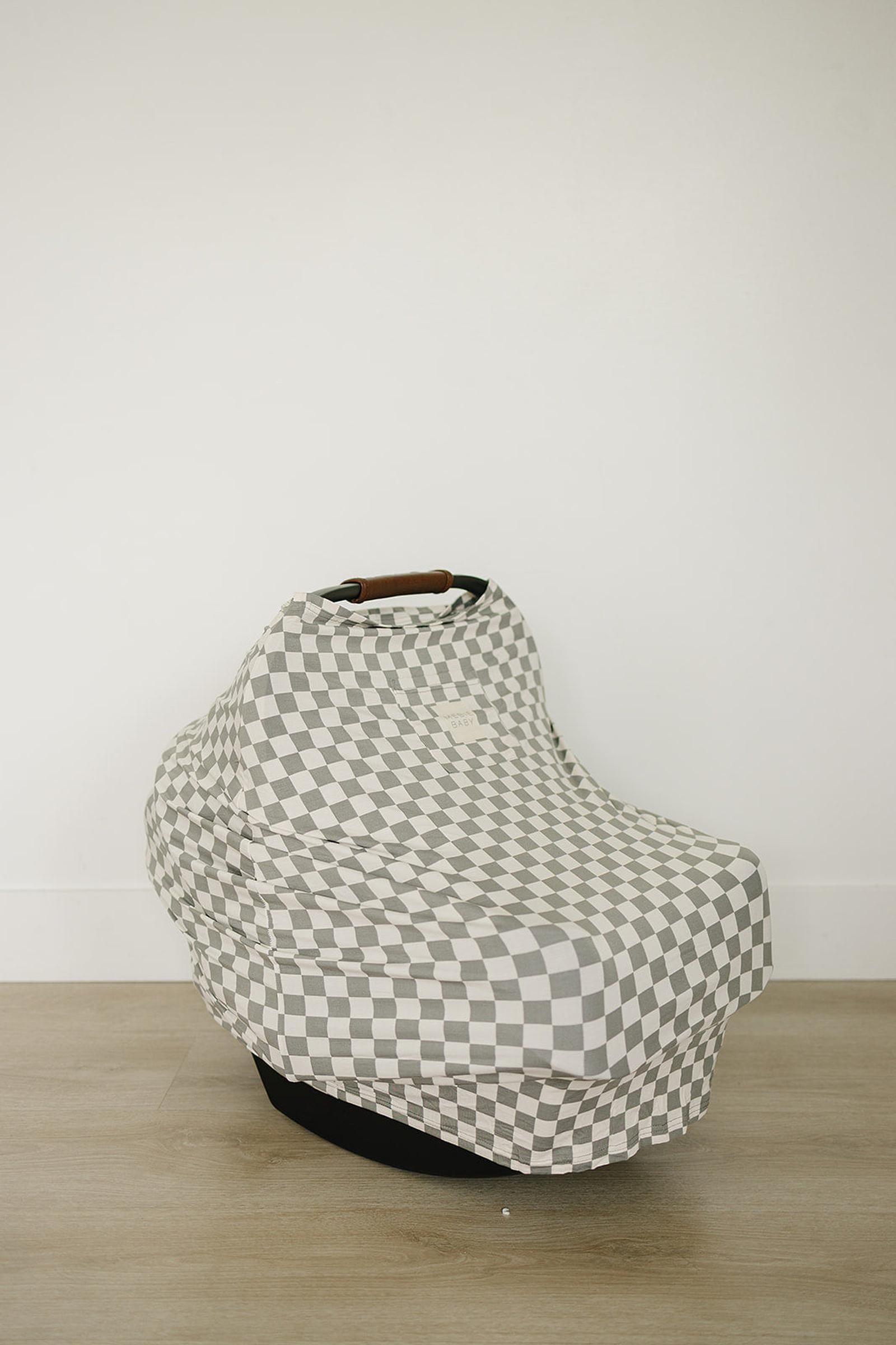 Light Green Checkered Multi-Use, Bamboo, Car Seat & Nursing Cover, Gender Neutral, Baby
