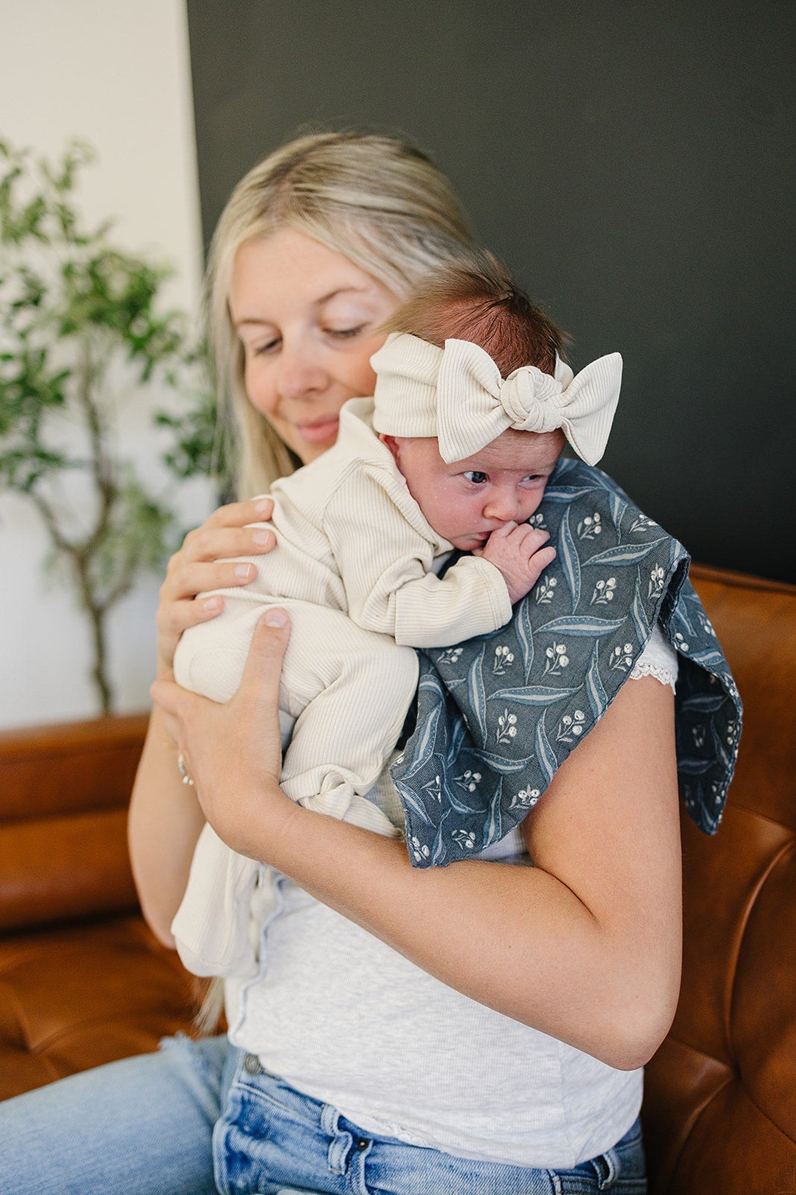 Navy Berry Muslin Burp Cloth, 100% Cotton, Baby Essentials