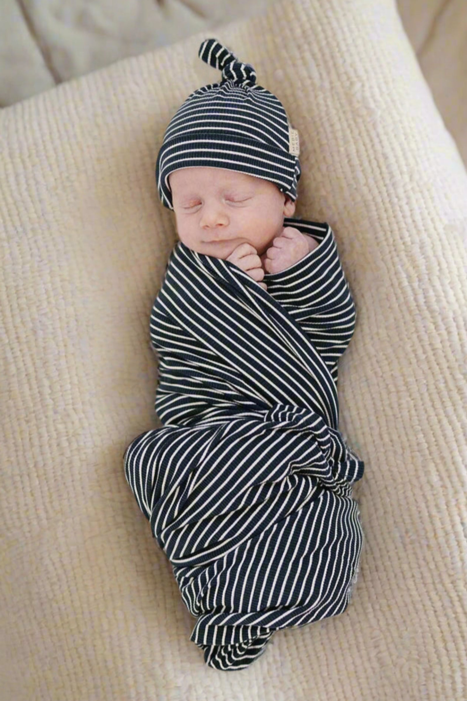 Navy Stripes Ribbed Stretch Swaddle Blanket, Bamboo, Baby Essentials