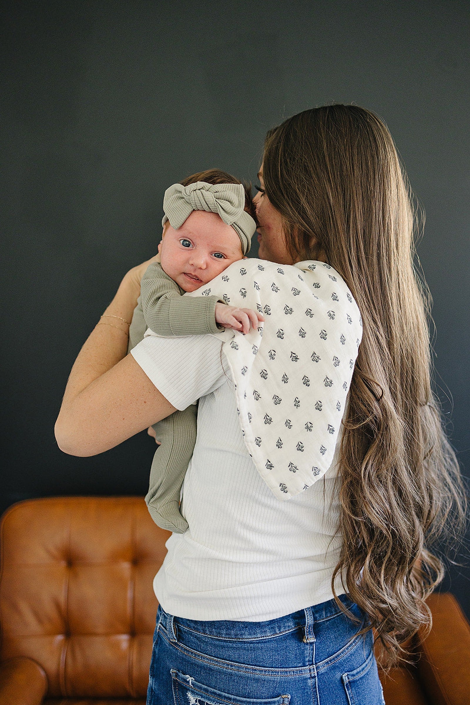 Cream Berry Muslin Burp Cloth, 100% Cotton, Baby Essentials
