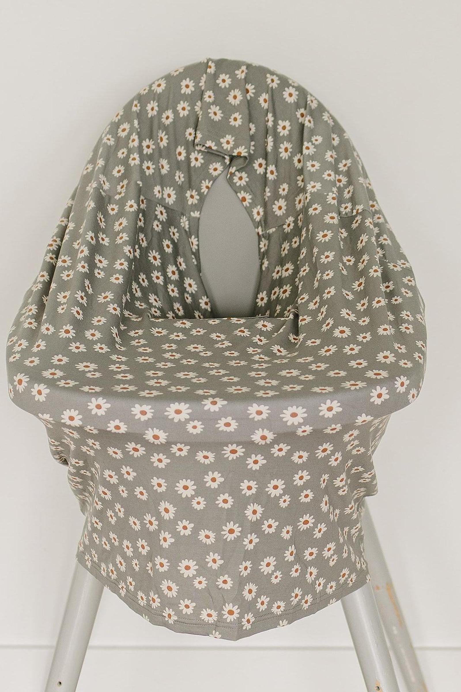 Light Green Daisy Multi-Use, Bamboo, Car Seat & Nursing Cover, Baby