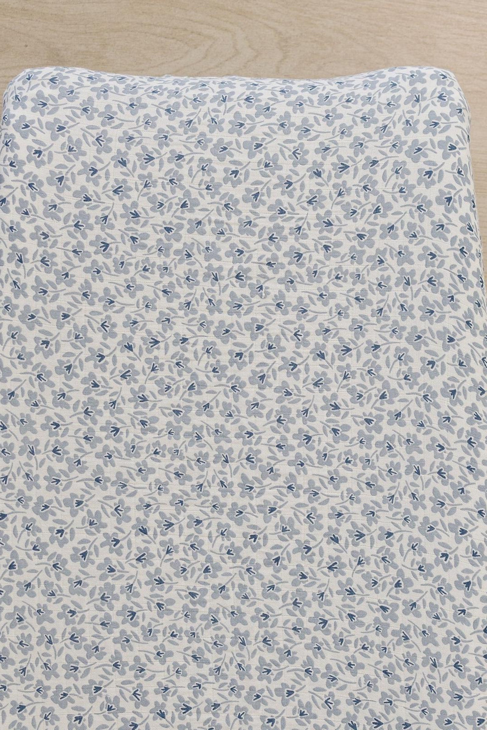 Blue Blossom Muslin Changing Pad Cover, 100% Cotton, Baby Essentials