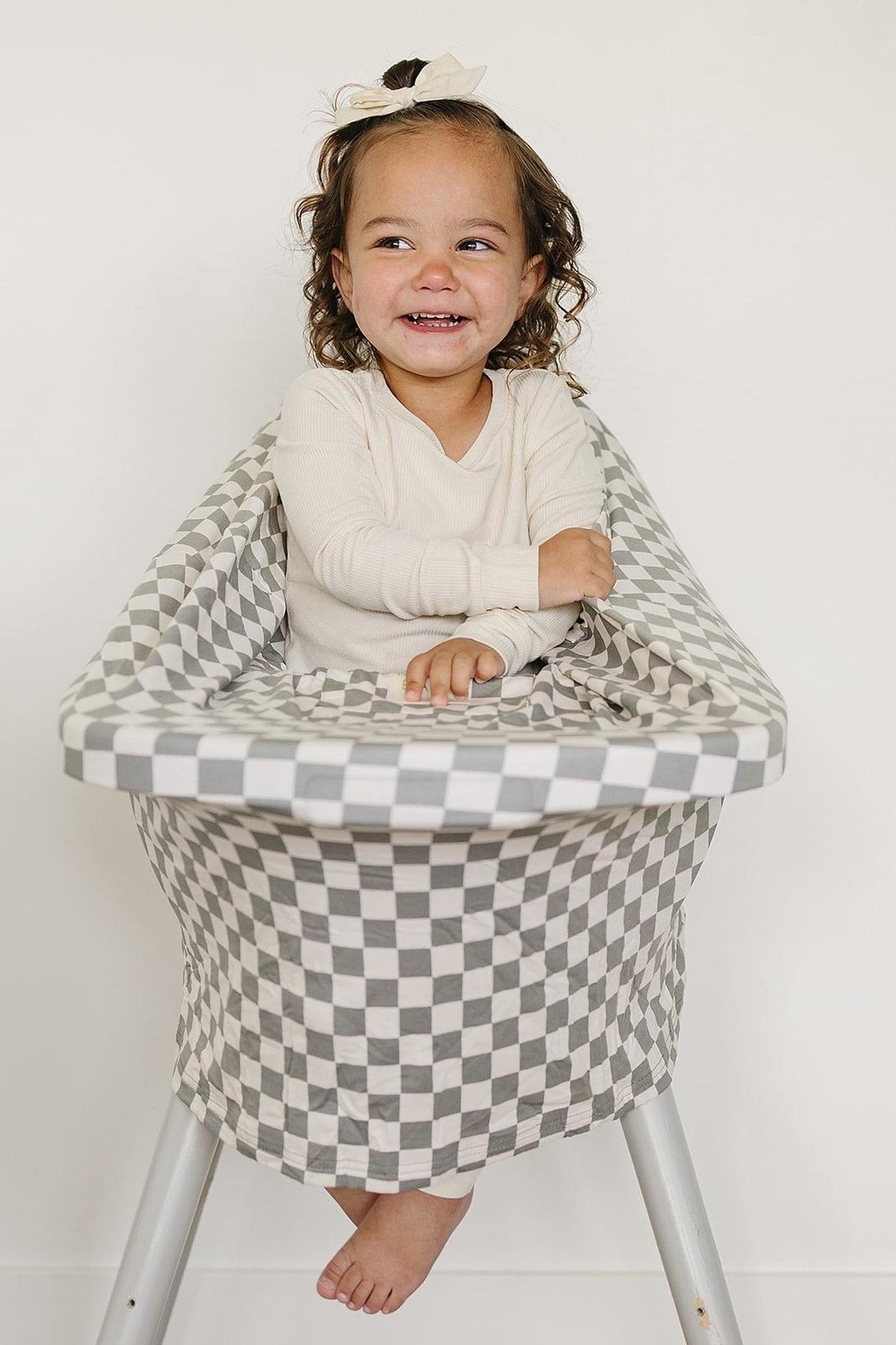 Light Green Checkered Multi-Use, Bamboo, Car Seat & Nursing Cover, Gender Neutral, Baby