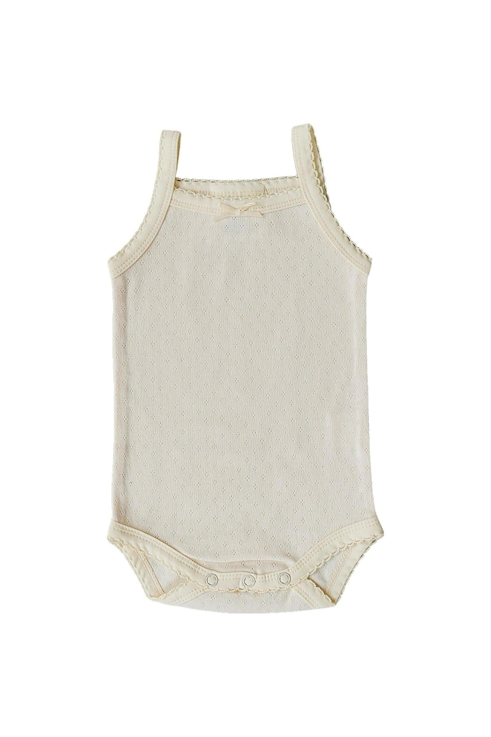 Yellow Pointelle Cotton Tank Bodysuit for Baby Girls