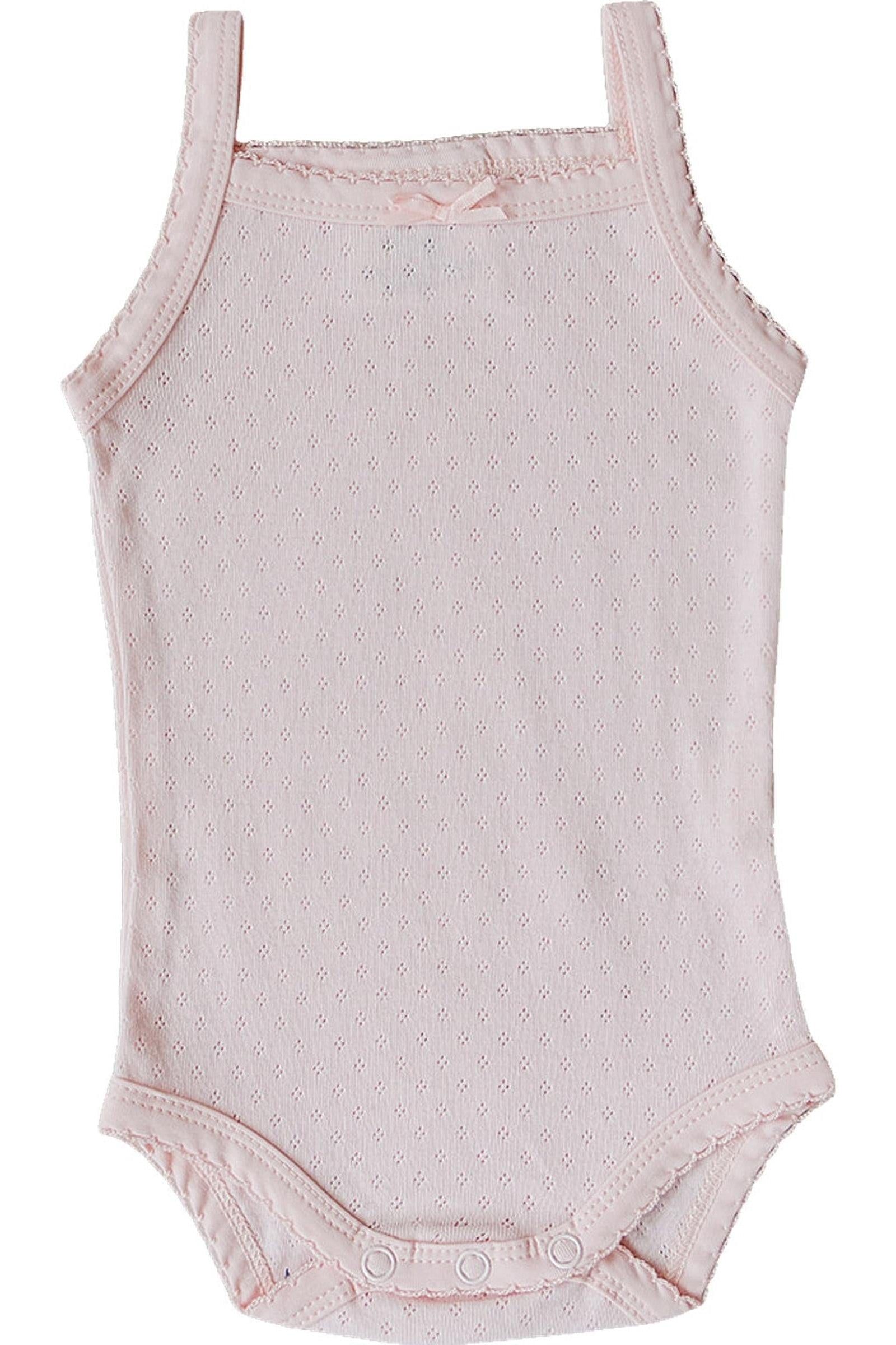 Cotton Pink Pointelle Tank Bodysuit for Baby Girls