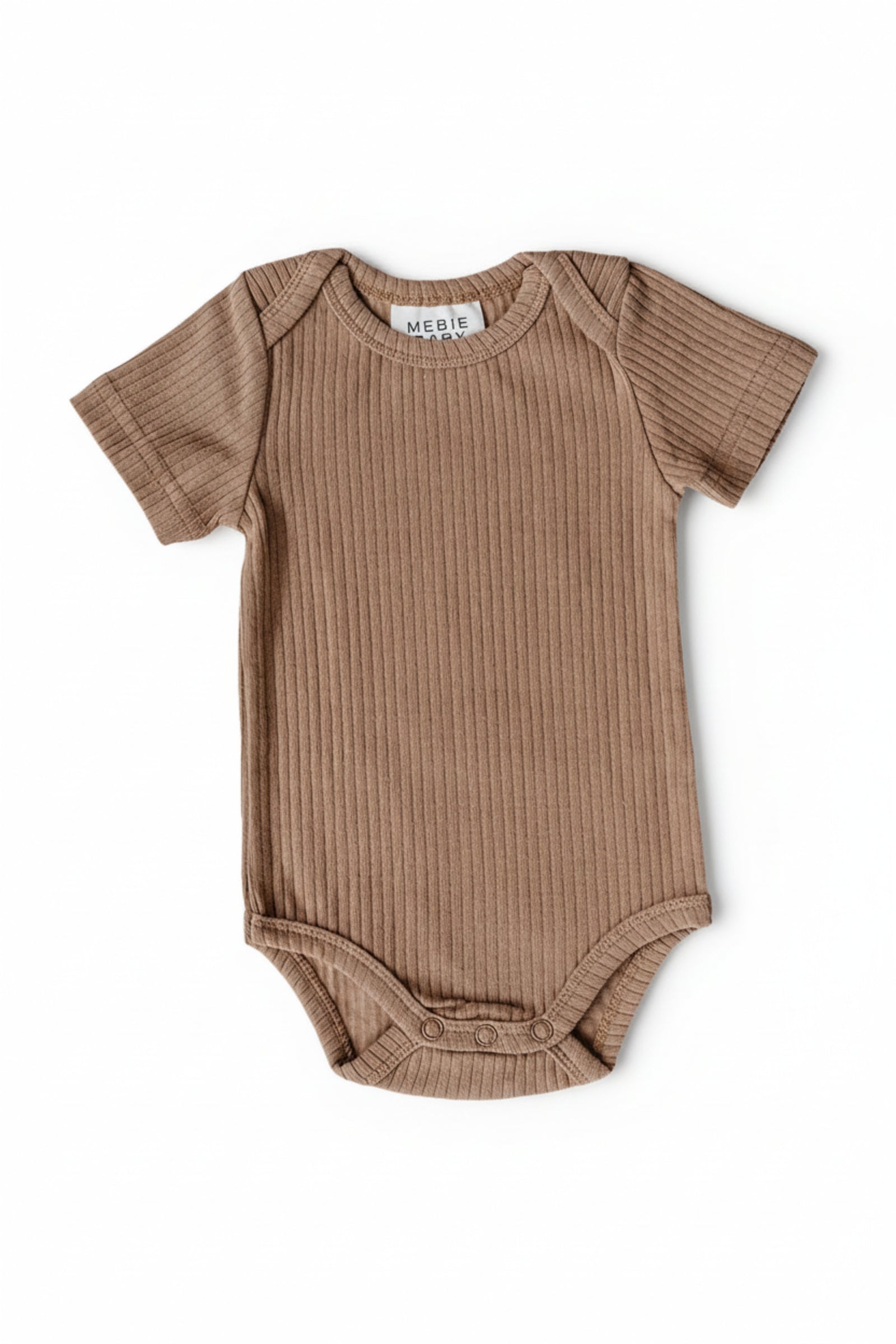 Tan Ribbed Cotton Bodysuit for Babies
