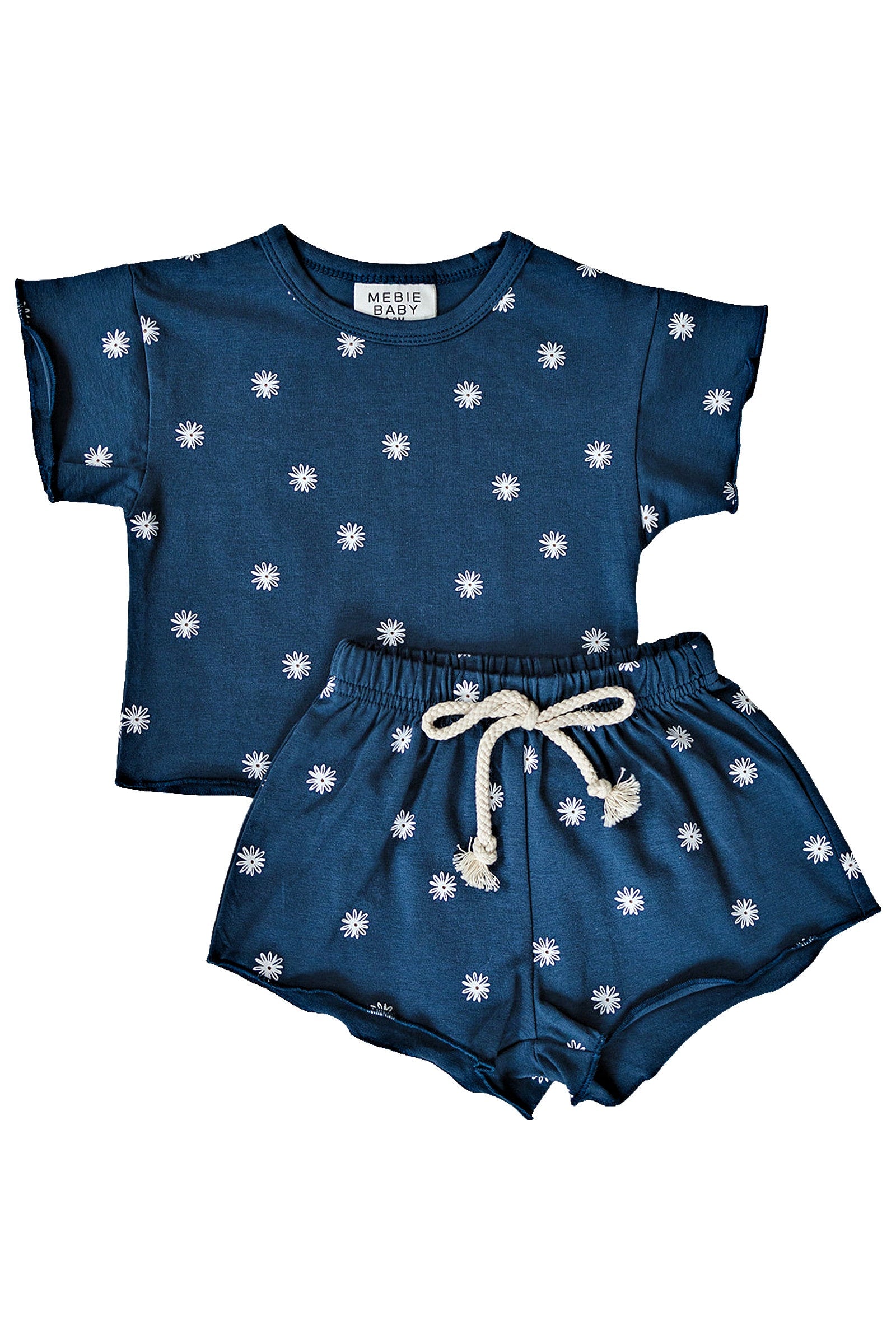 Cotton Daisy Short Set for Girls, Navy, Baby - Kids
