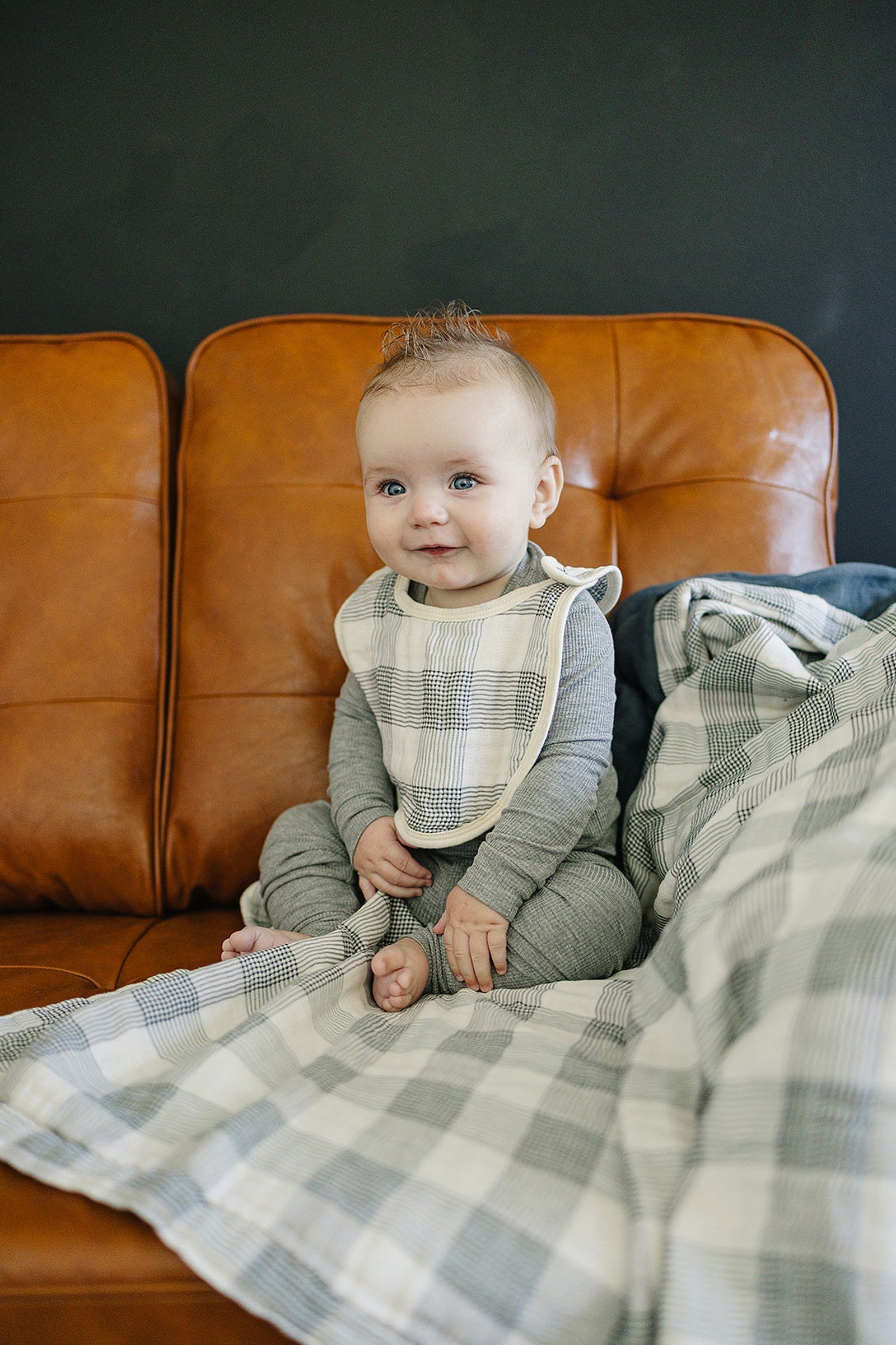 Coastal Plaid + Navy Crib Lightweight Muslin Crib Quilt, 100% Cotton, Baby Essentials