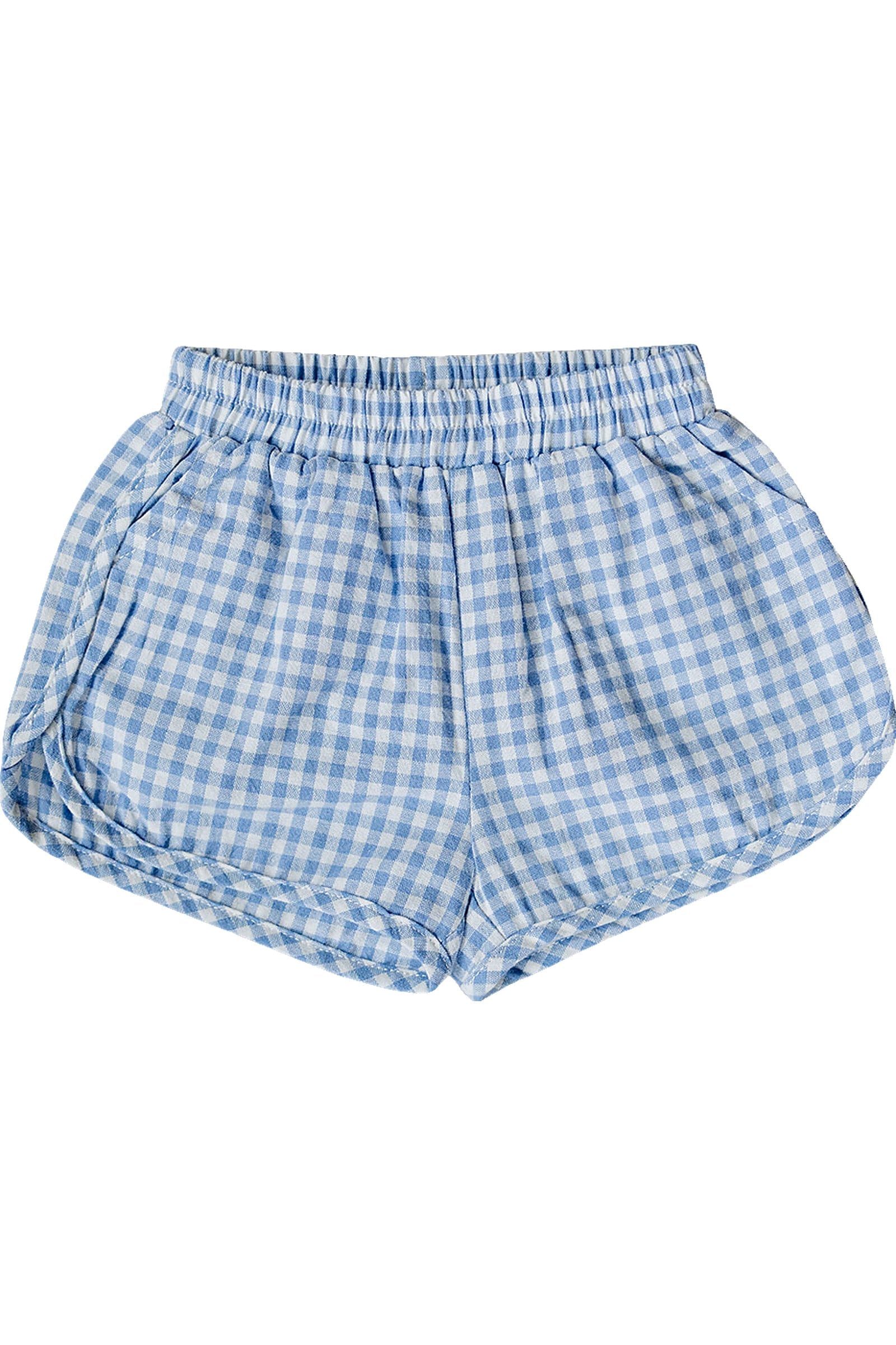 Cotton Blue Gingham Shorts for Girls, Baby - Kids