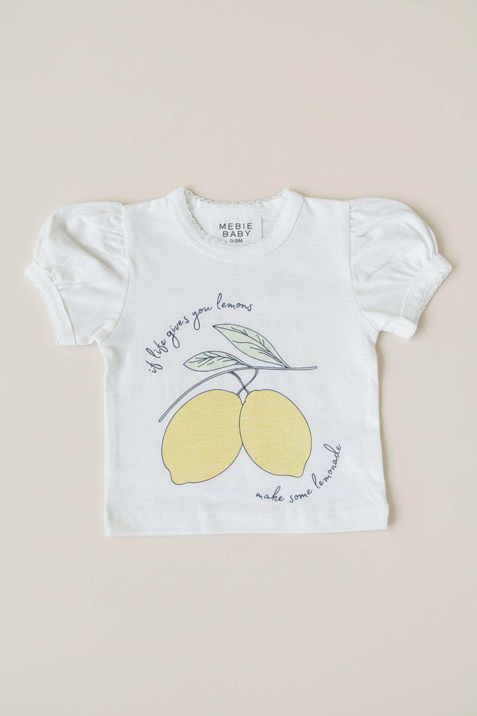 Cotton Lemon T-Shirt for Girls, White, Baby - Kids