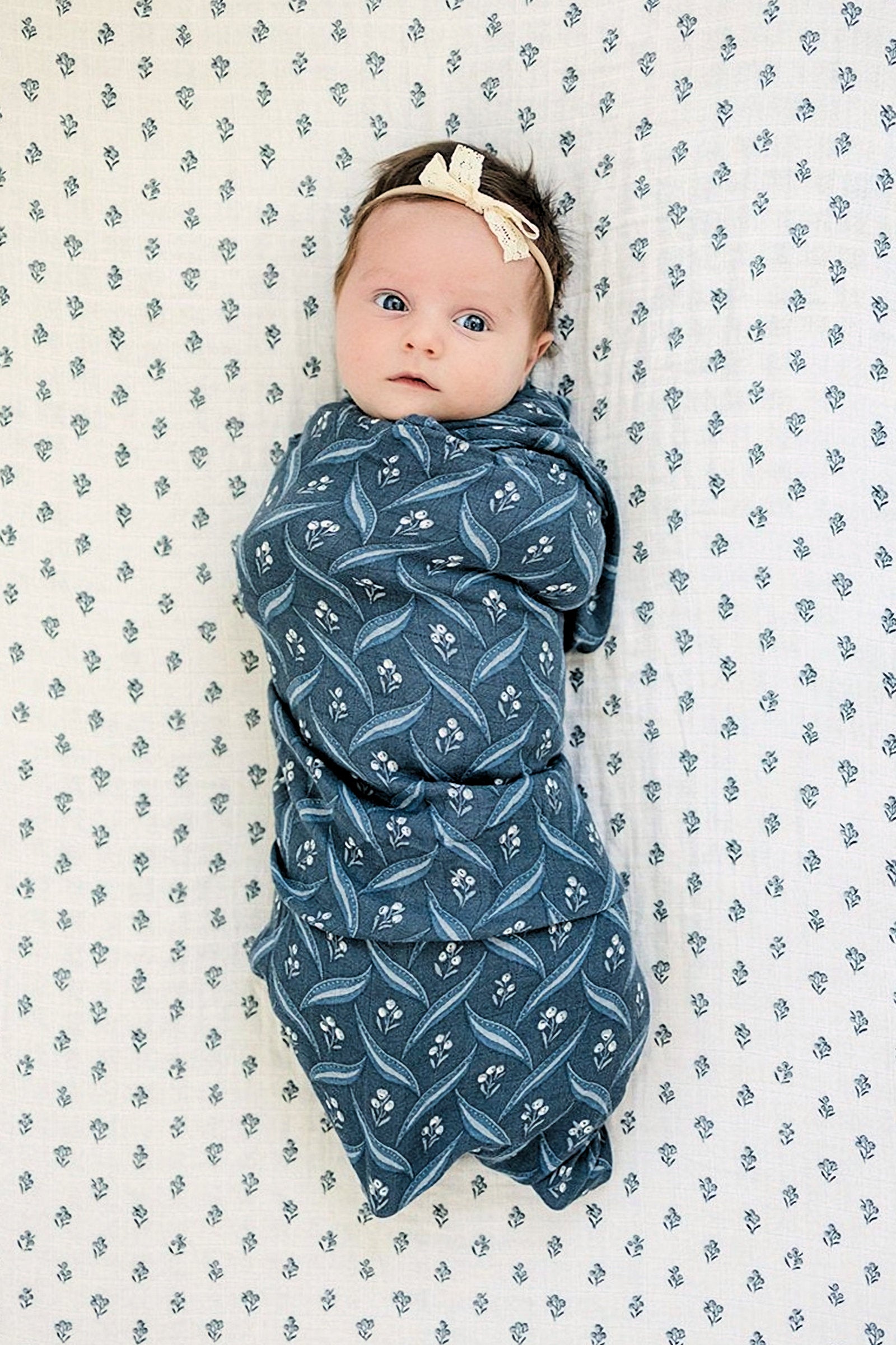 Navy Berry Muslin Swaddle Blanket, 100% Cotton, Baby Essentials