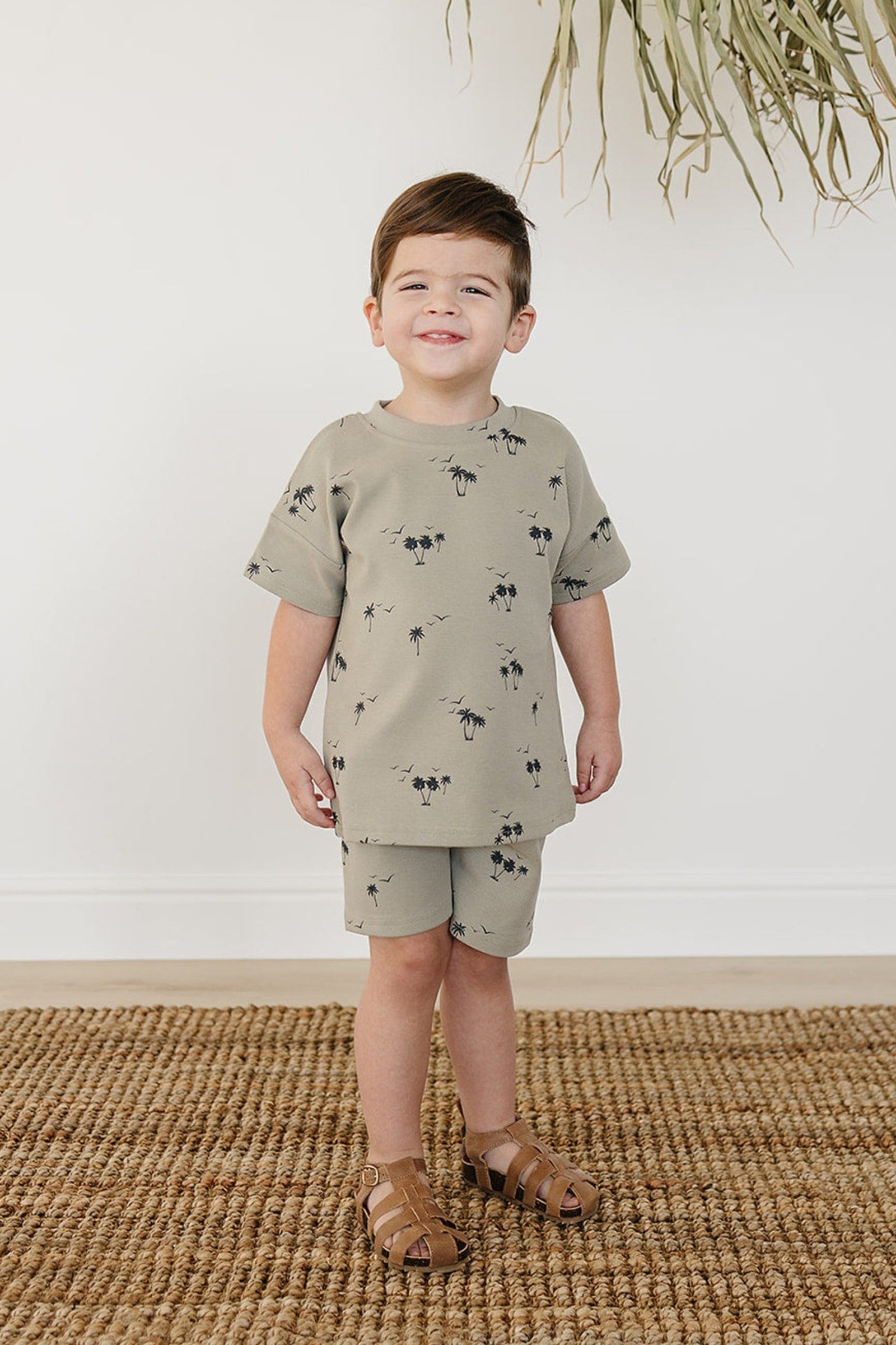 Baby & Toddler Palm Tree Button Shorts Set, Cotton, Baby