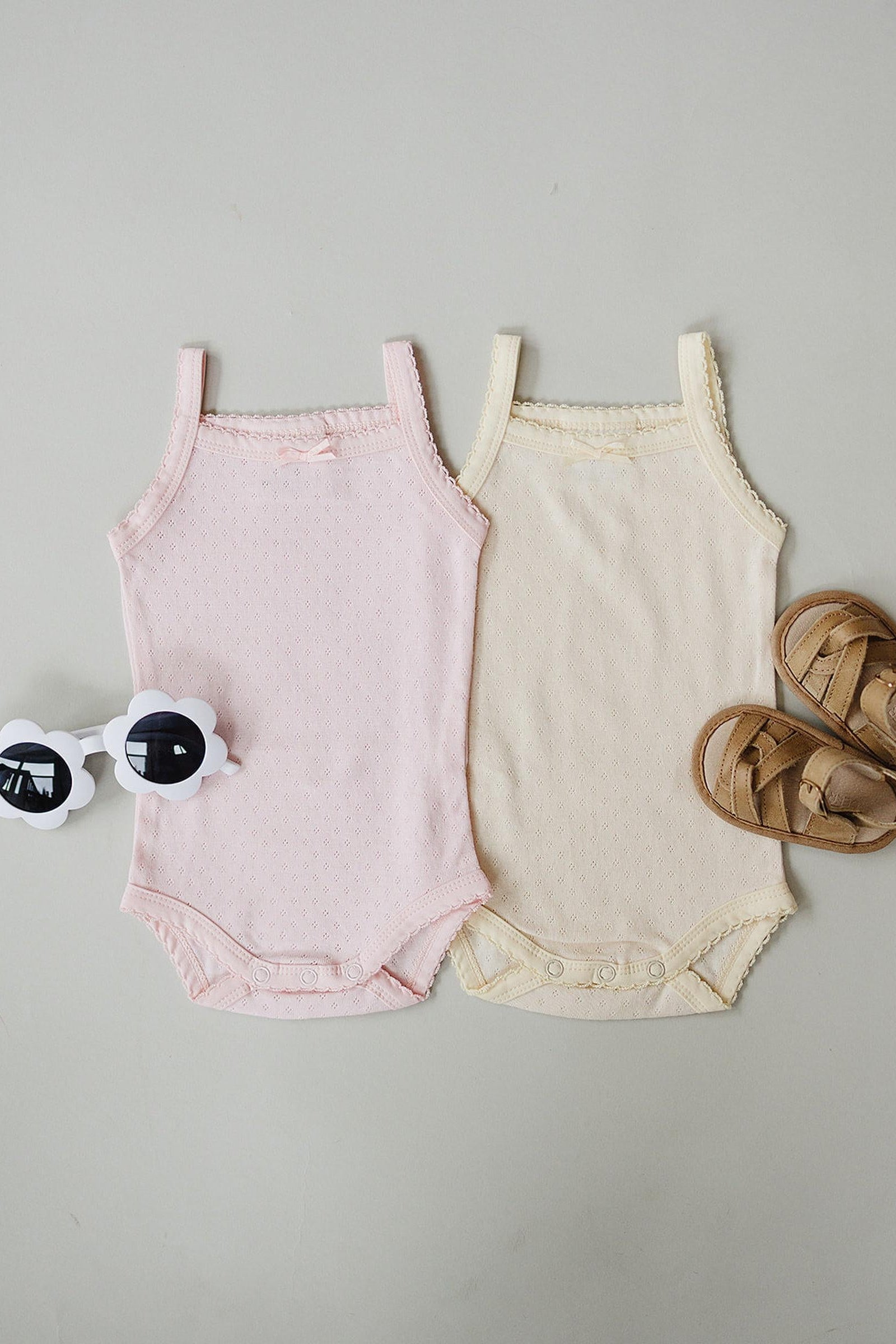 Cotton Pink Pointelle Tank Bodysuit for Baby Girls