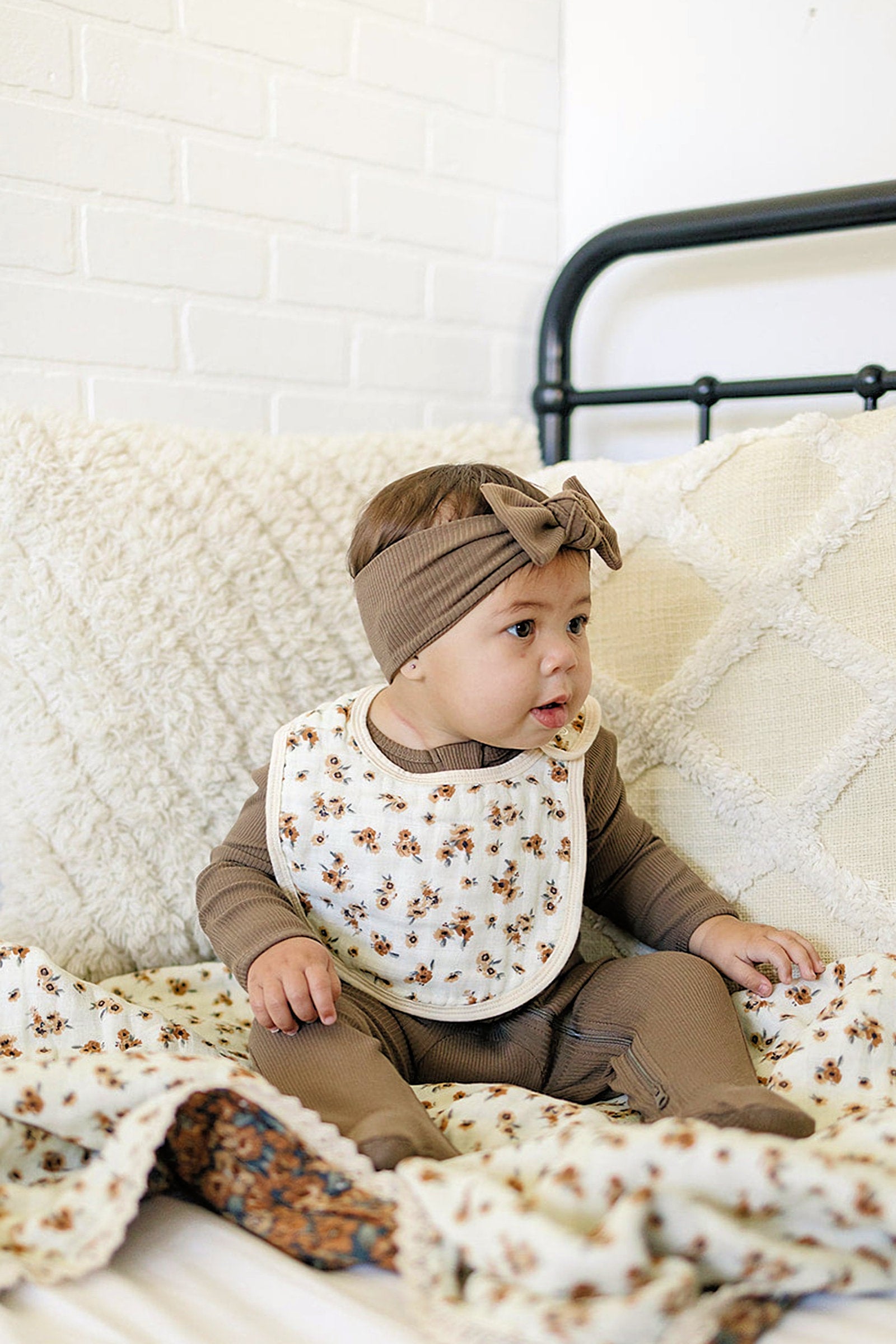 Autumn Bloom Classic Muslin Bib, 100% Cotton, Baby Essentials