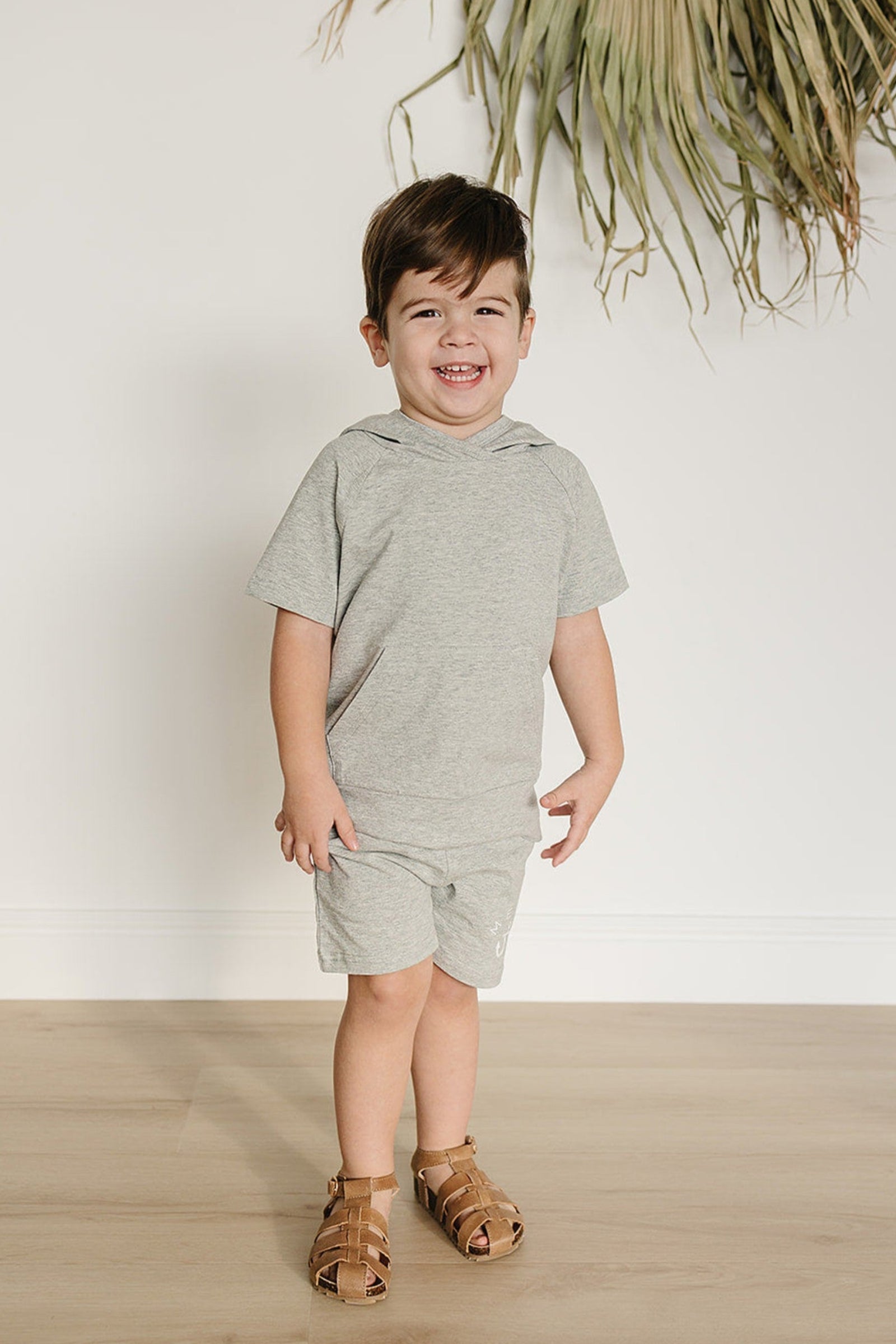 Baby & Toddler Boy Heather Grey Hooded T-Shirt, Cotton, Baby