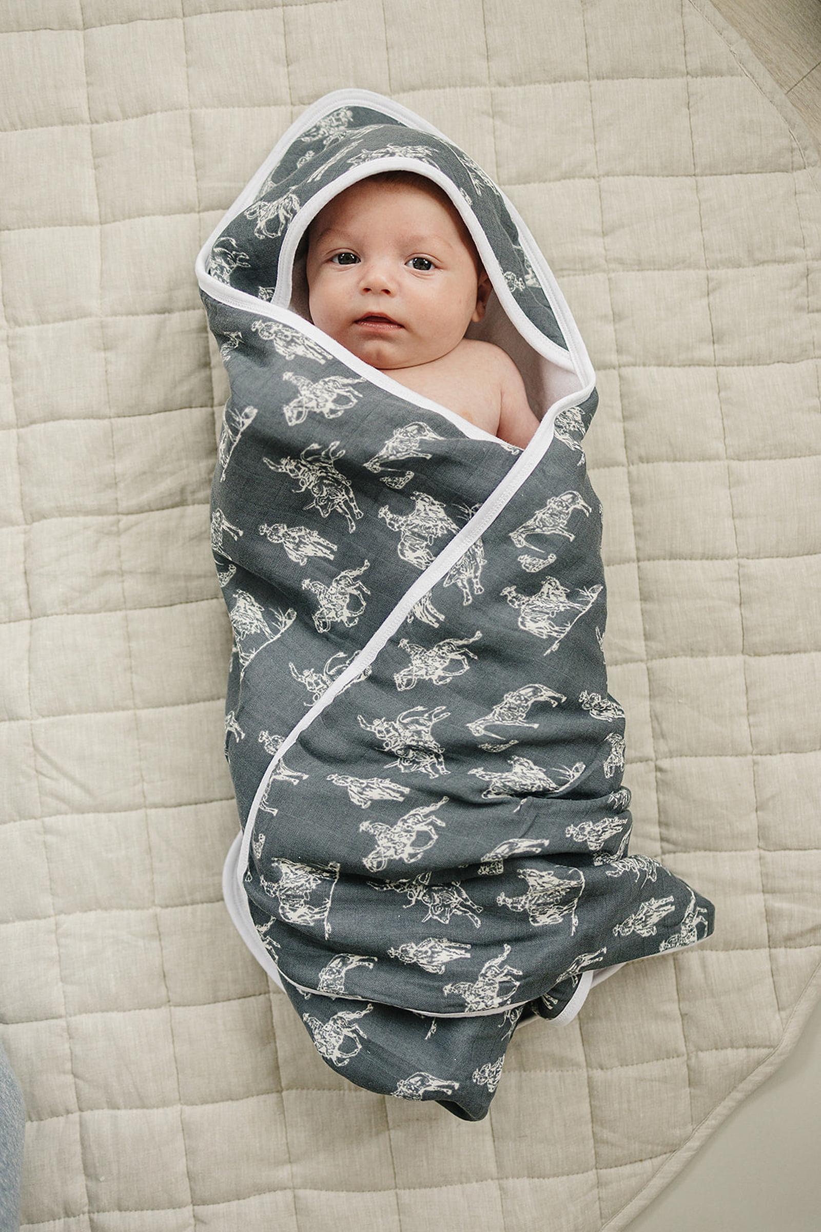 Wild West Muslin Hooded Towel, 100% Cotton, Rodeo Collection, Gender Neutral, Baby