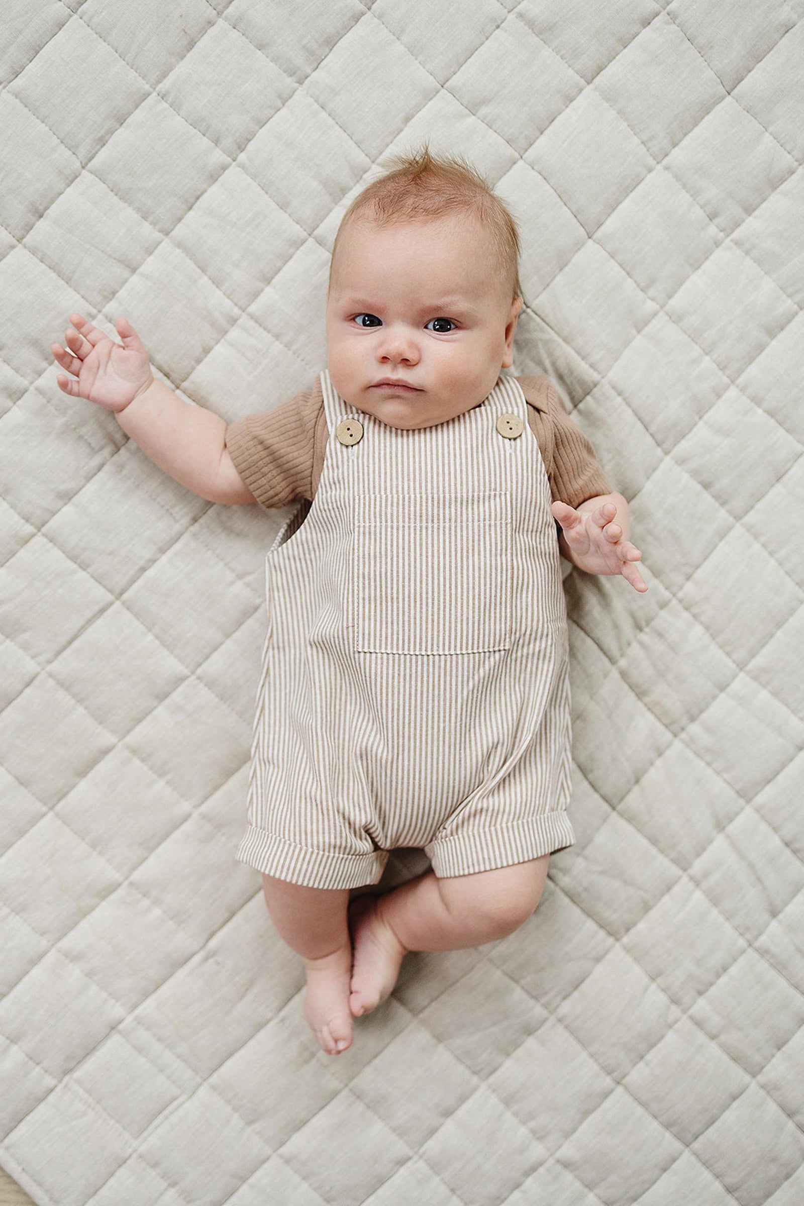 Tan Ribbed Cotton Bodysuit for Babies