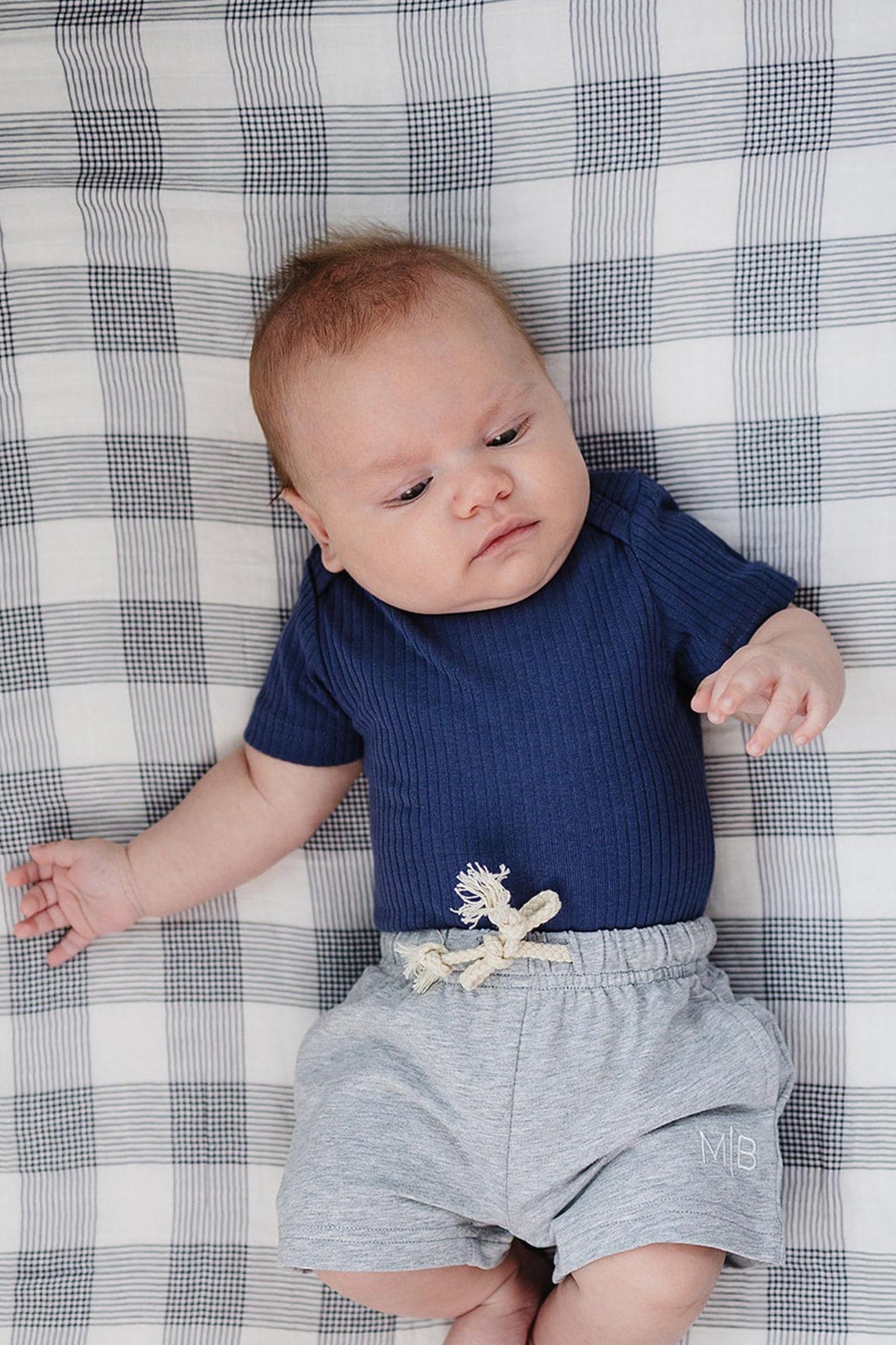 Cotton Ribbed Bodysuit for Babies, Navy, Gender Neutral