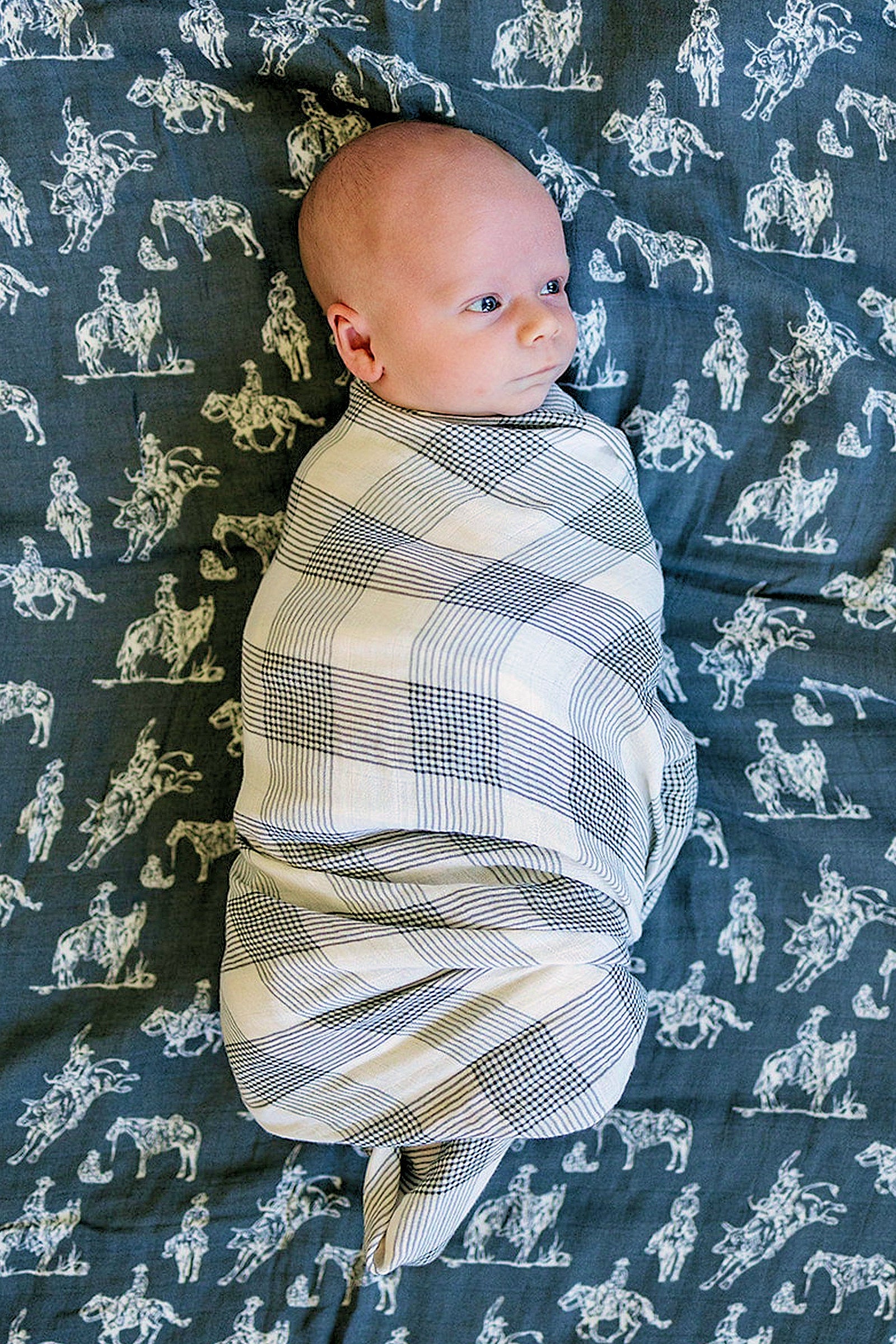 Coastal Plaid Muslin Swaddle Blanket, 100% Cotton, Baby Essentials