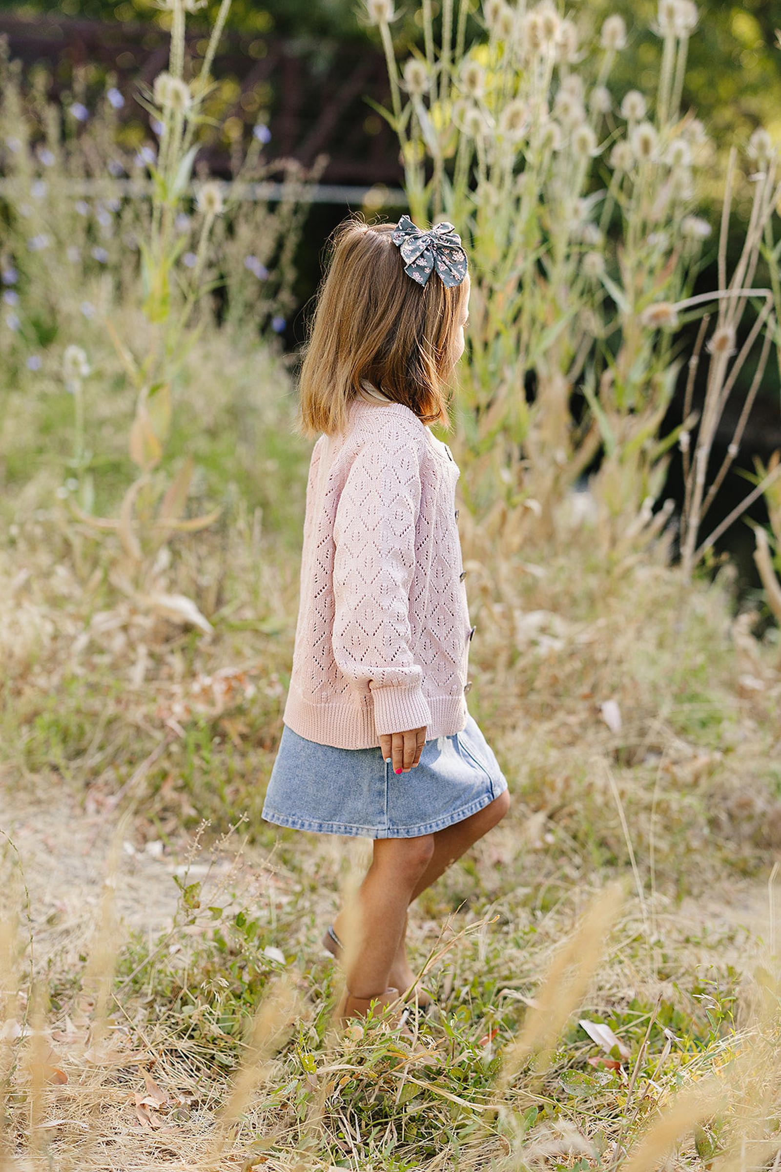Pink Pointelle Button Down Cardigan, 100% Cotton, Sizes 0-7