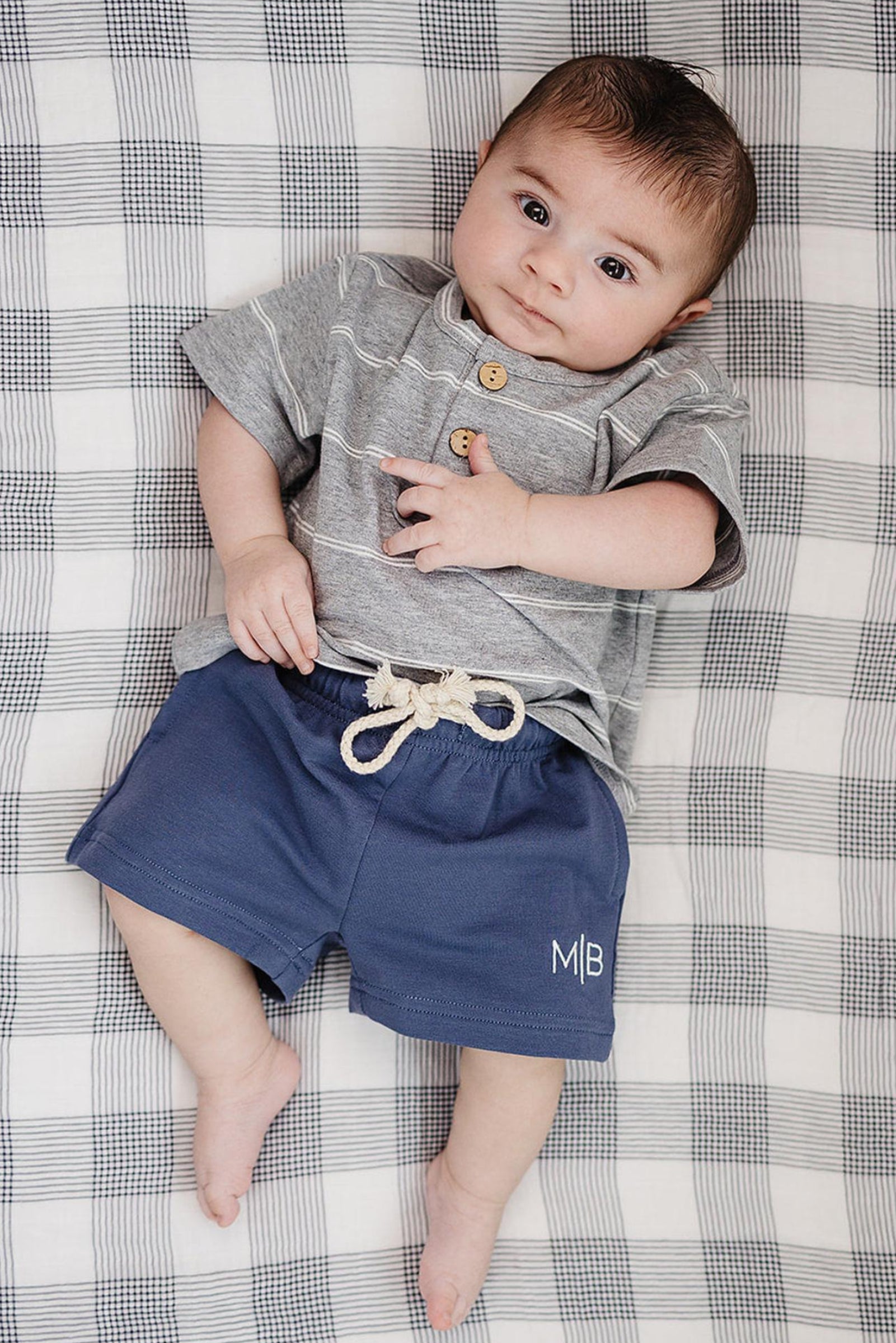 Cotton Grey Stripe Button T-Shirt for Boys, Baby - Kids