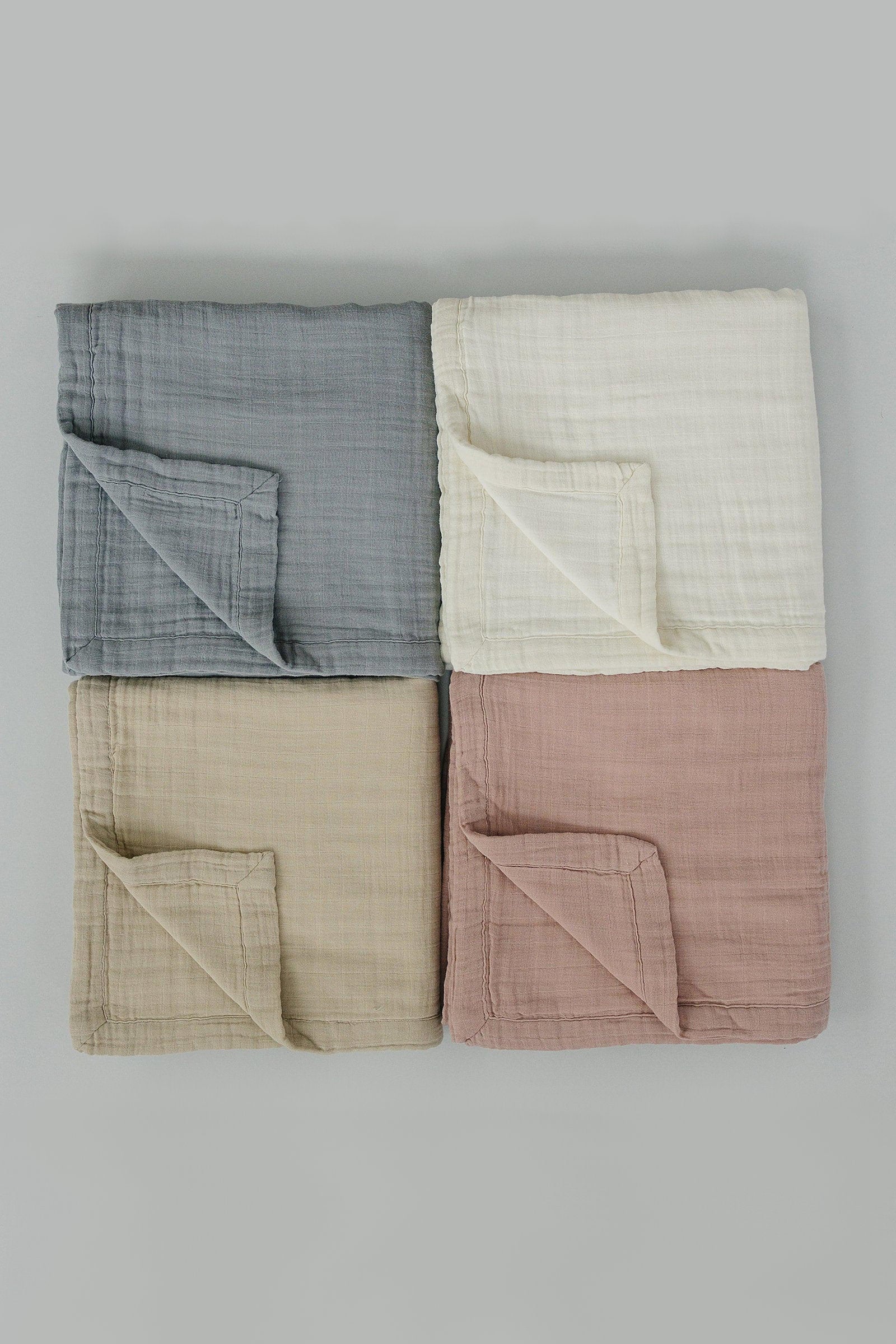 Dusty Blue Muslin Crib Quilt, 100% Cotton, Baby Essentials