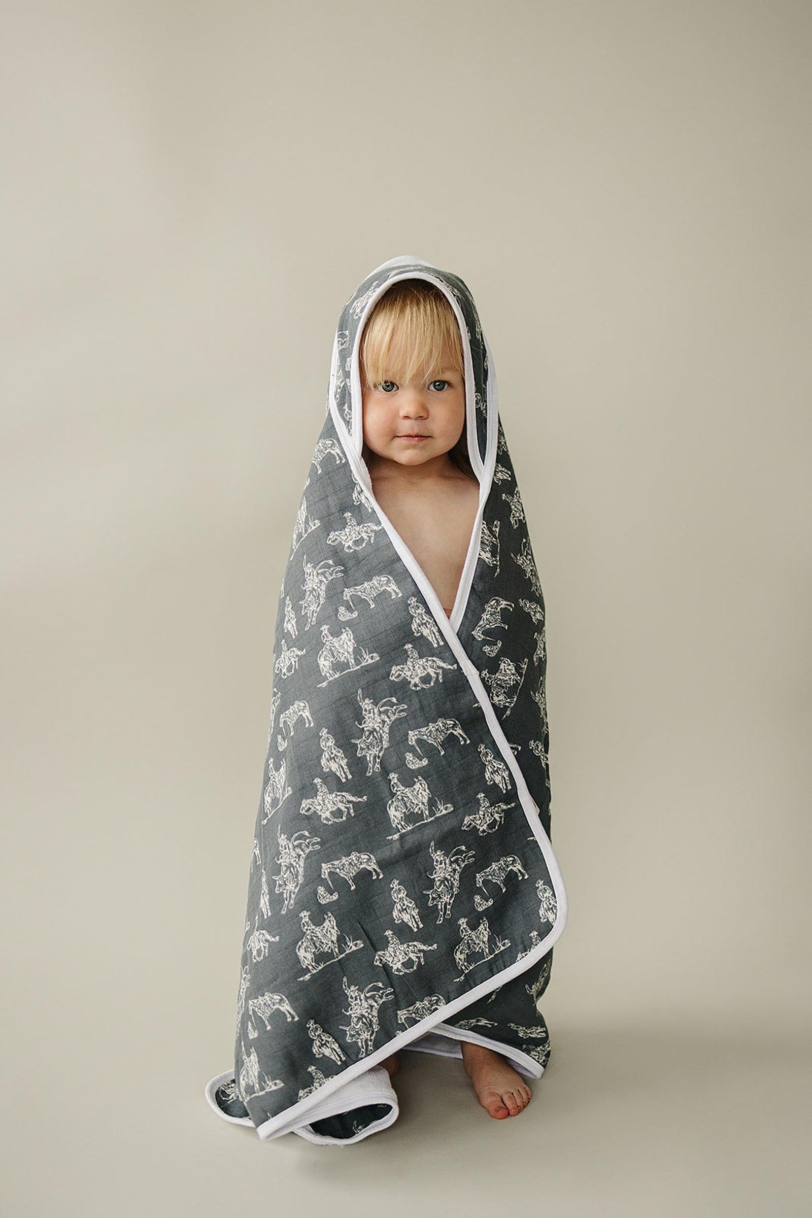 Wild West Muslin Hooded Towel, 100% Cotton, Rodeo Collection, Gender Neutral, Baby