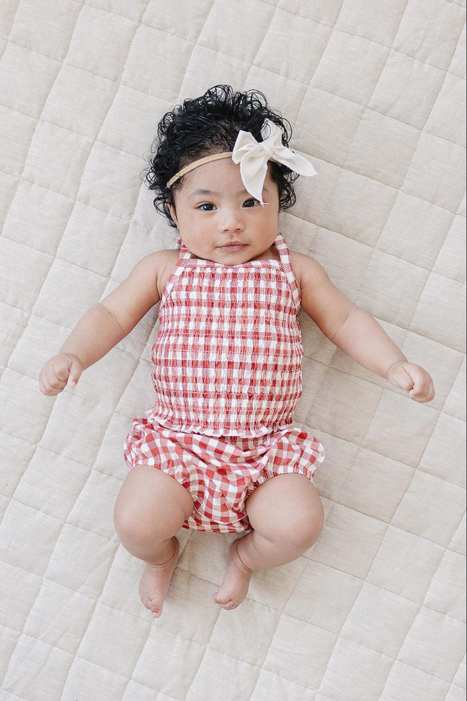 Cotton Gingham Ruched Bloomer Set for Babi Girls