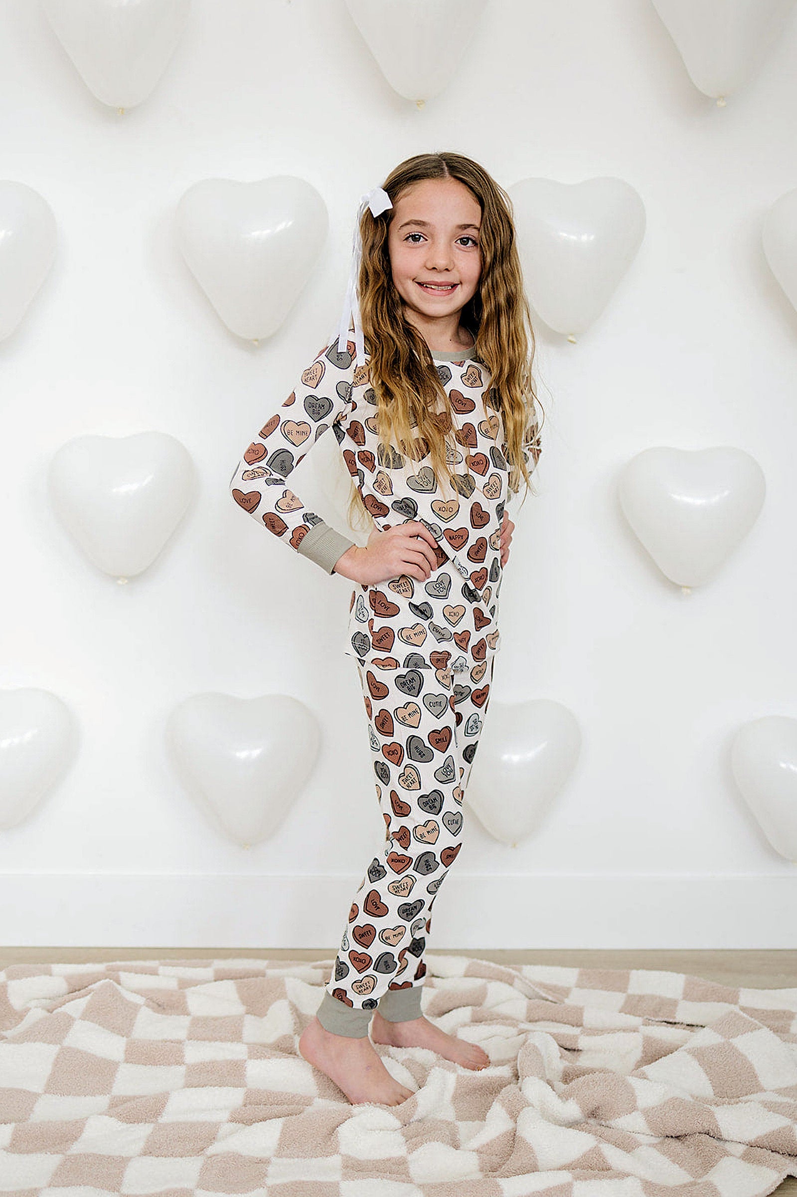 Conversation Hearts Ribbed Cozy Pajama Set, Bamboo, Baby Essentials