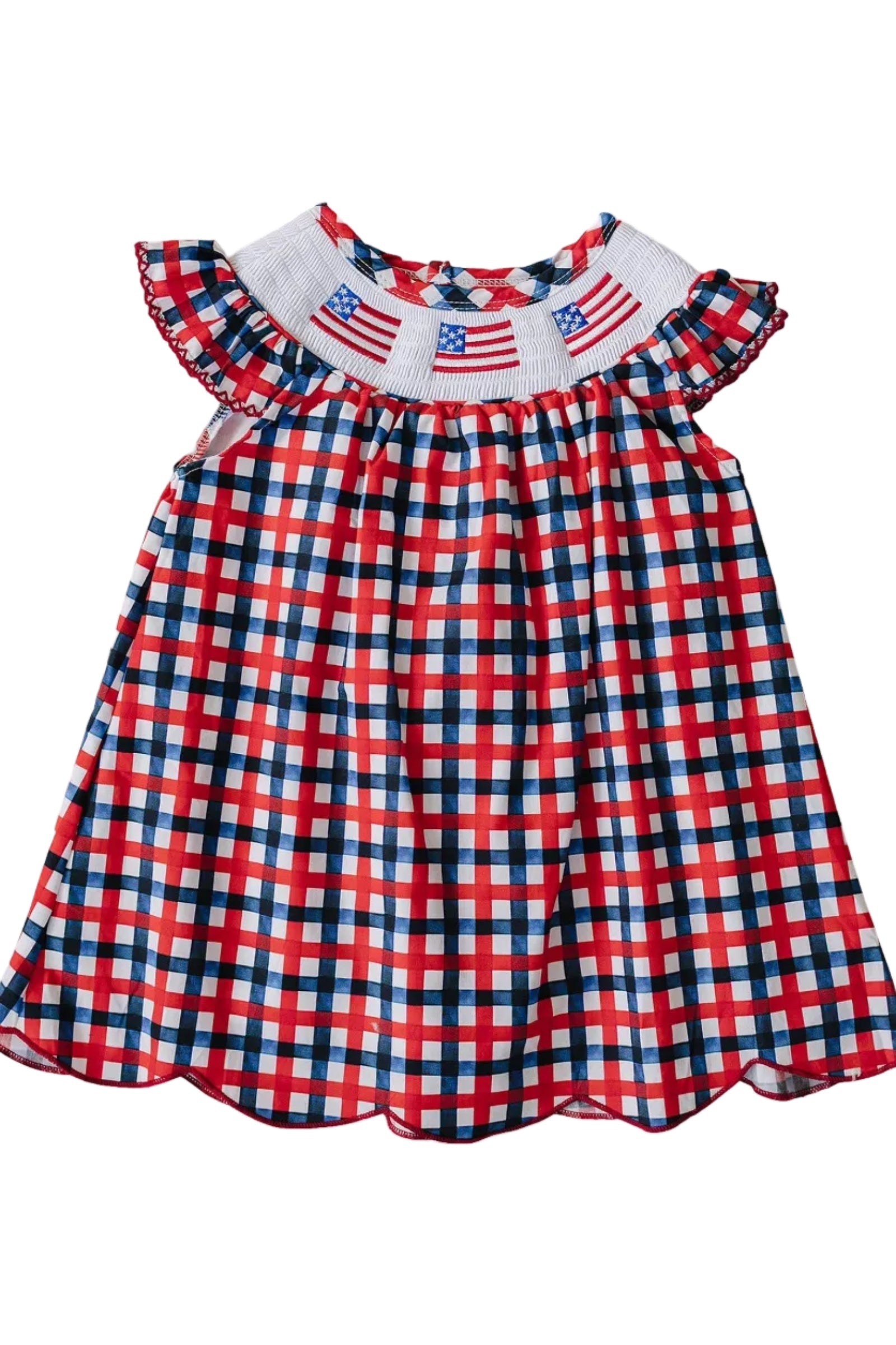 Smocked Plaid Cotton Flag Dress, Baby - Kids