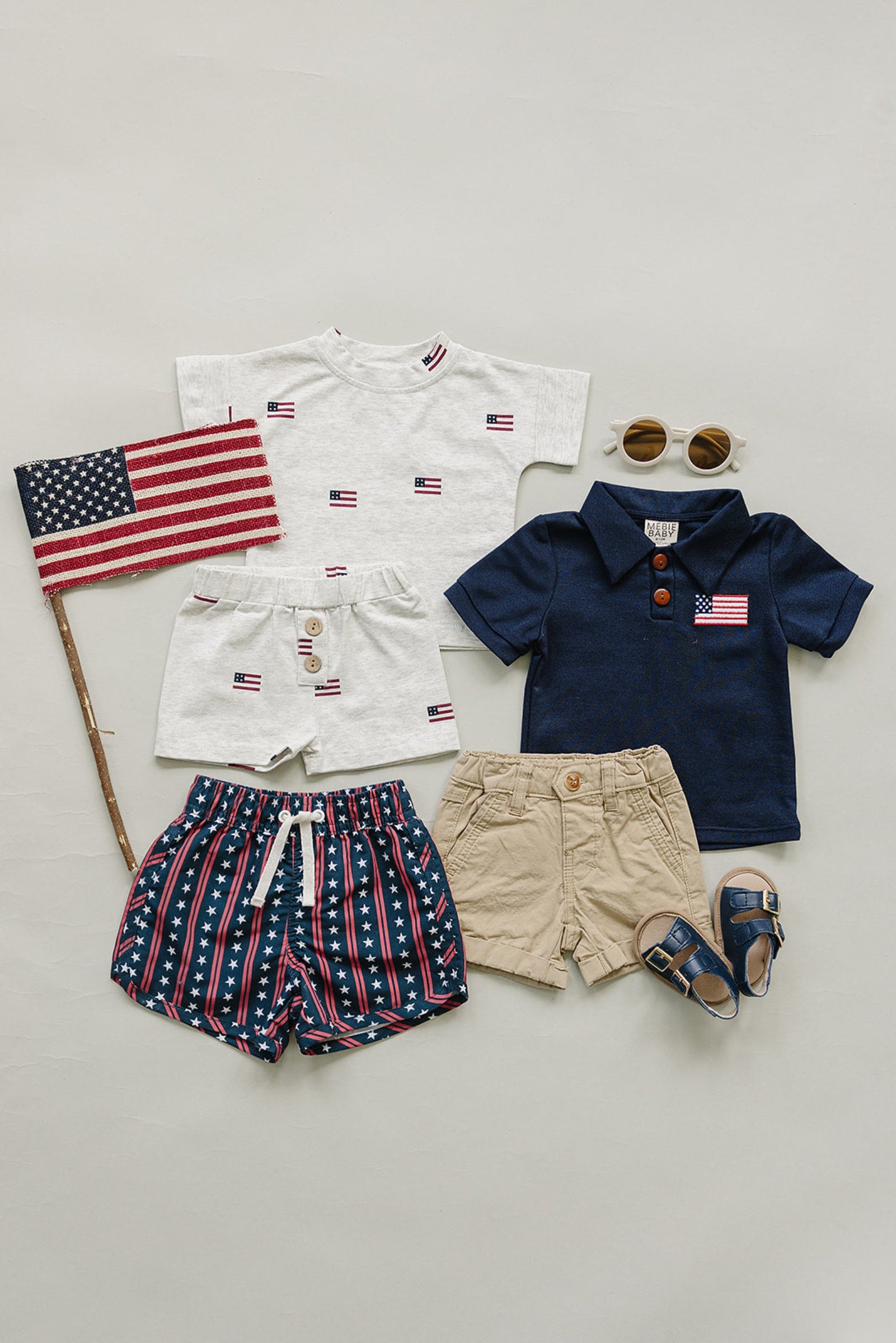 Navy Cotton Flag Polo, Kids