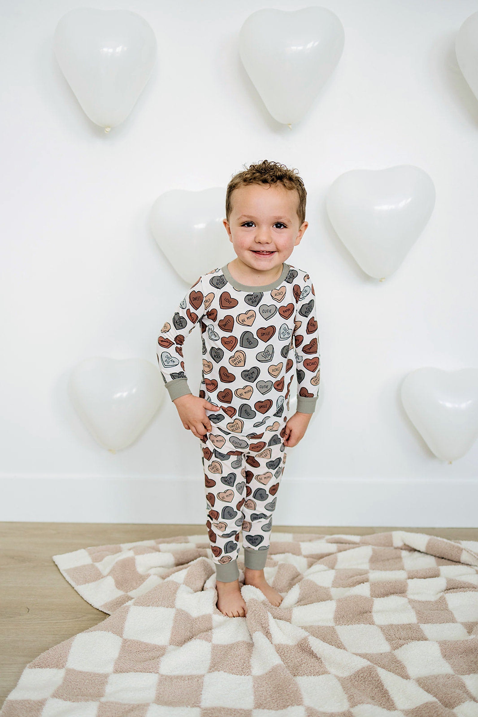 Conversation Hearts Ribbed Cozy Pajama Set, Bamboo, Baby Essentials