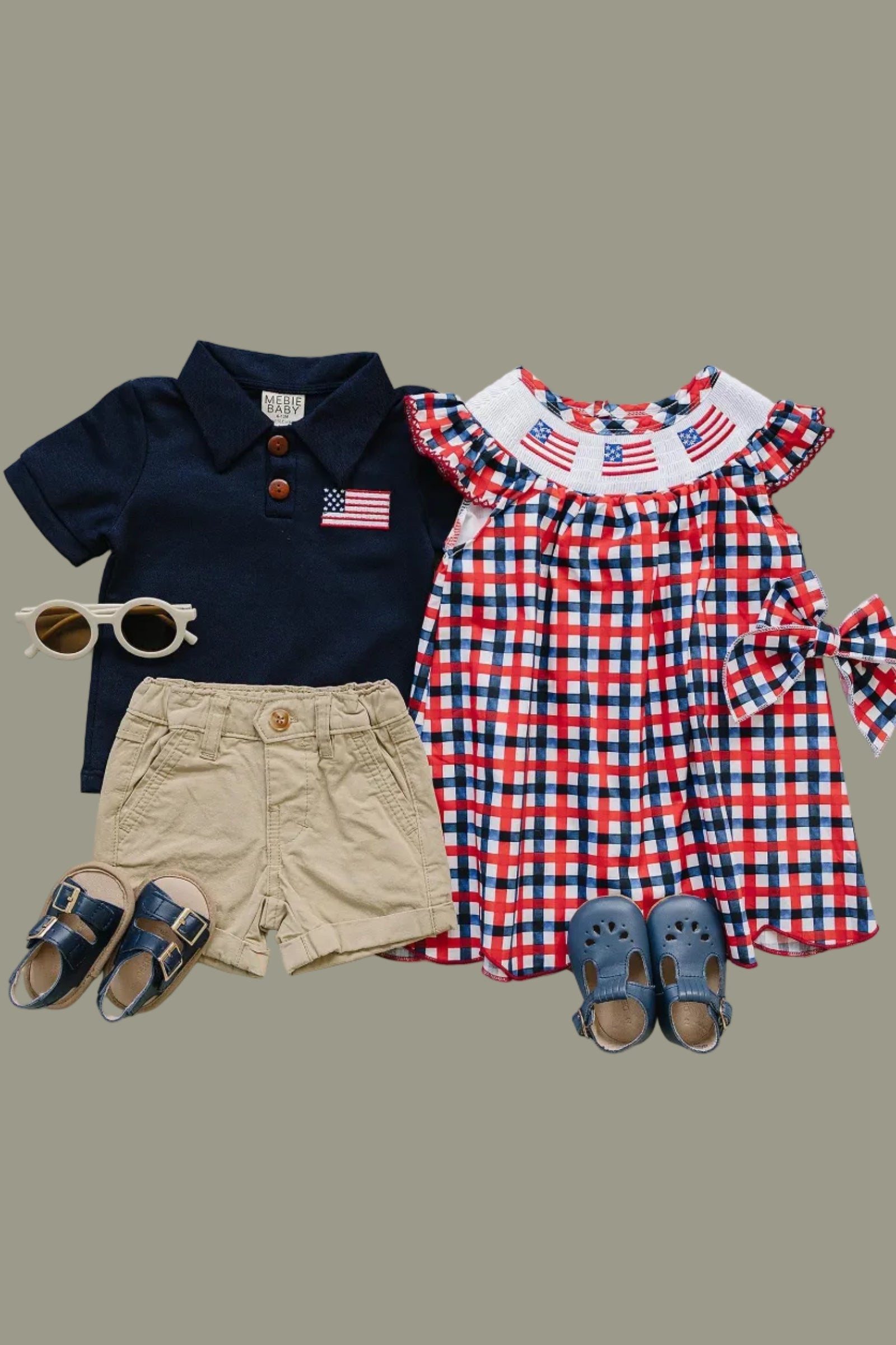 Smocked Plaid Cotton Flag Dress, Baby - Kids