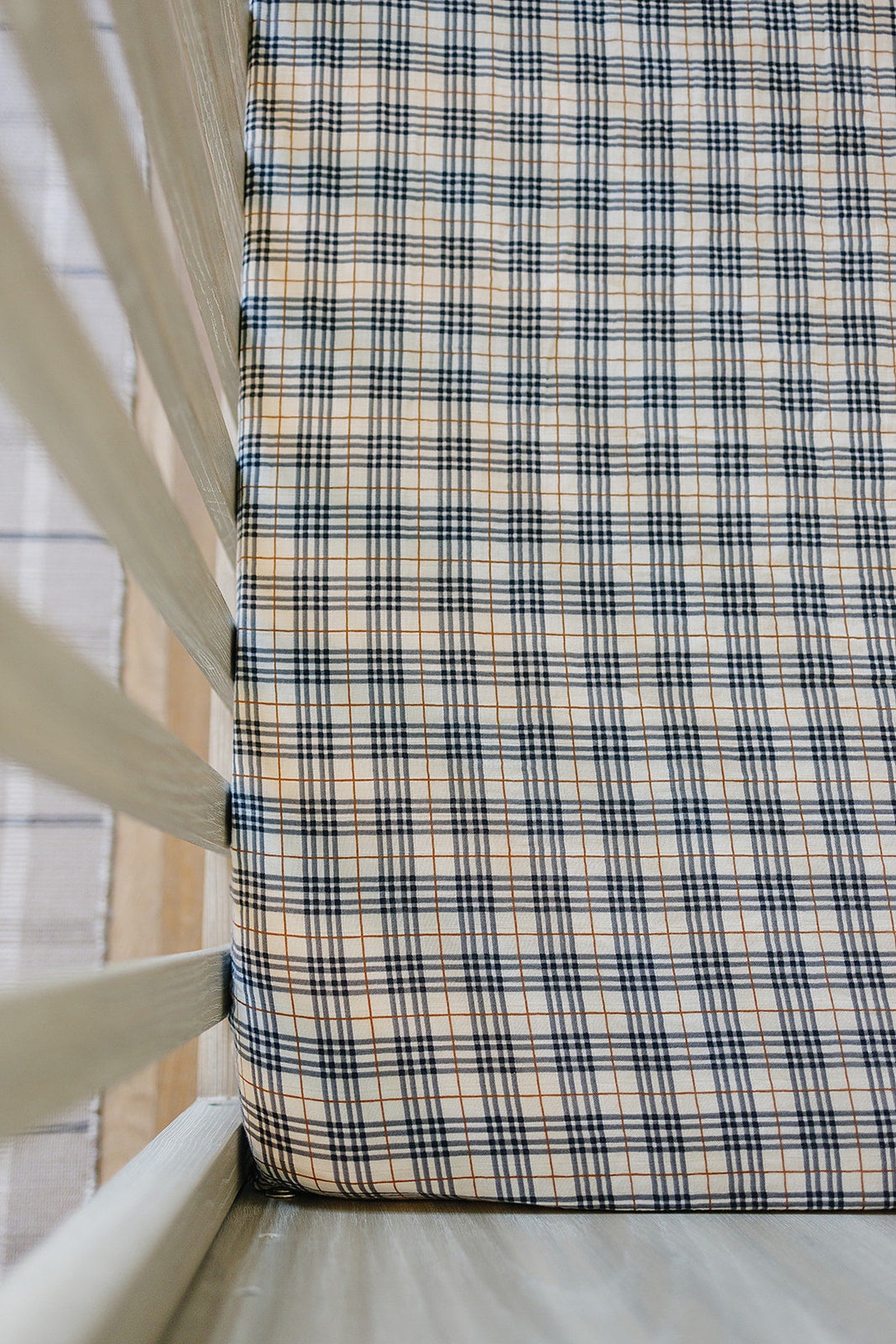 Vintage Plaid Muslin Crib Sheet, 100% Cotton, Baby Essentials