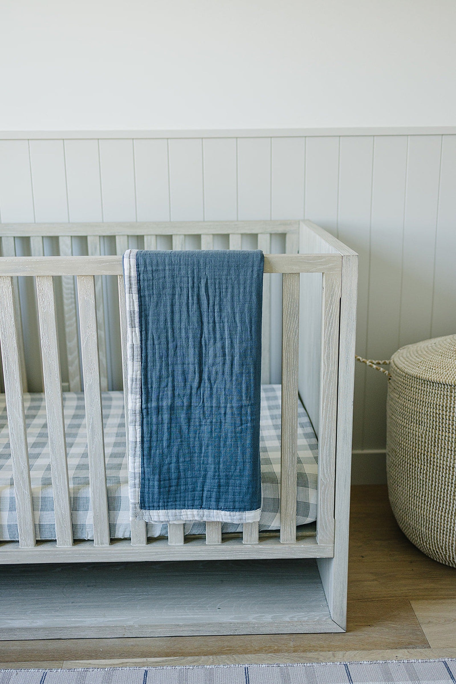 Coastal Plaid Muslin Crib Sheet, 100% Cotton, Baby Essentials