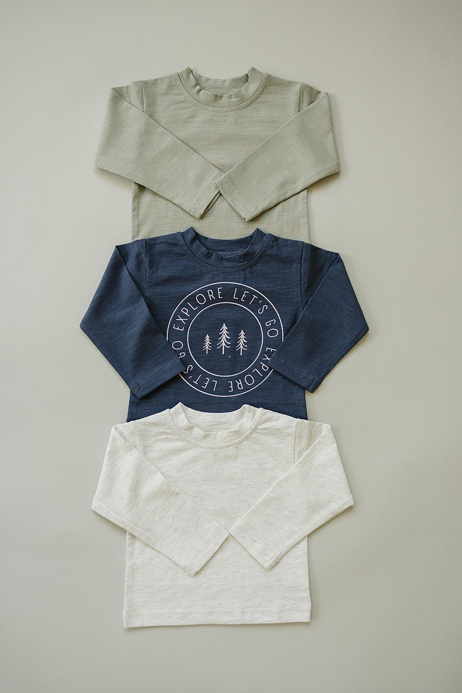 Explore Long Sleeve Navy Cotton T-Shirt, Cotton, Baby, Toddler & Kids