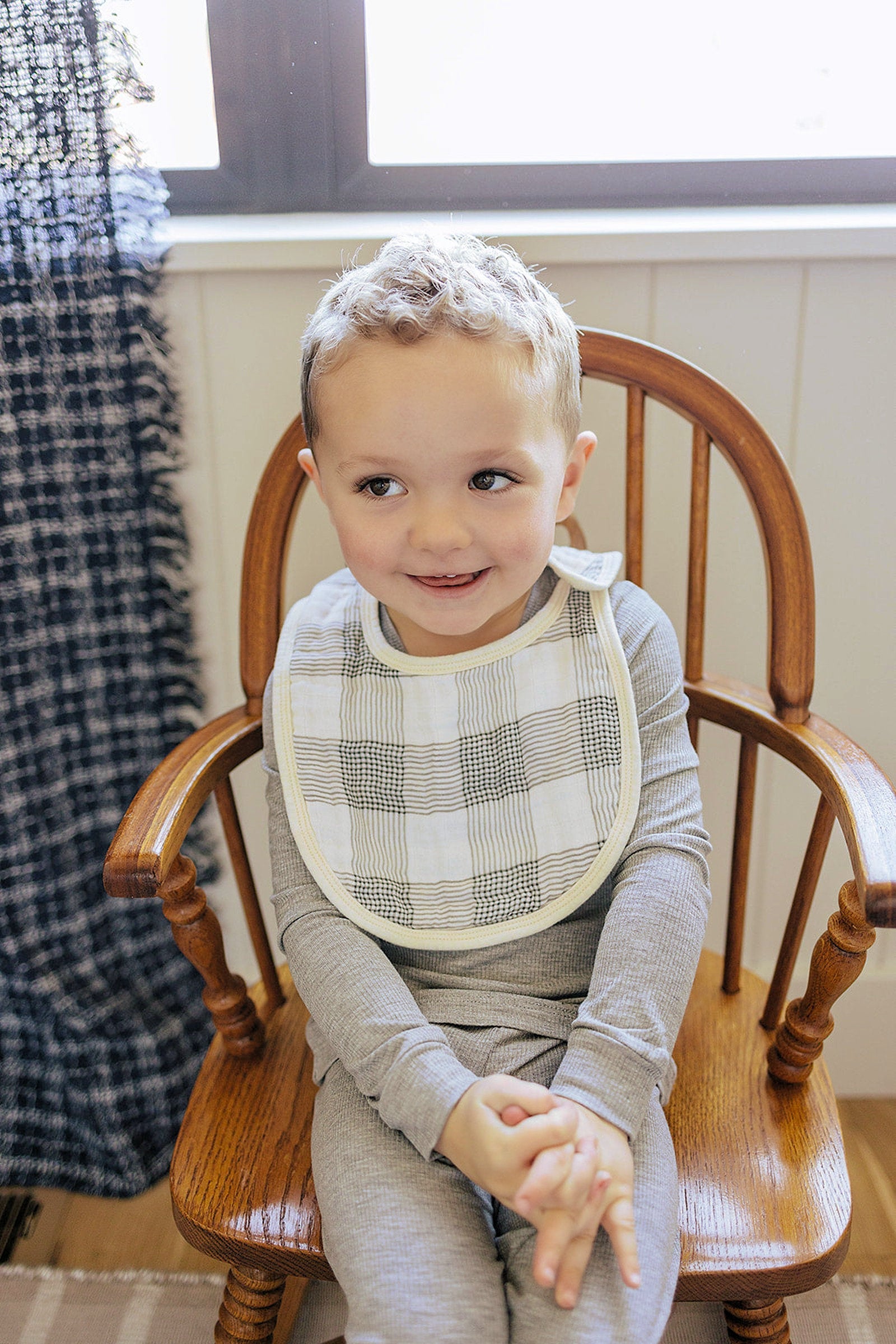 Coastal Plaid Classic Muslin Bib, 100% Cotton, Baby Essentials