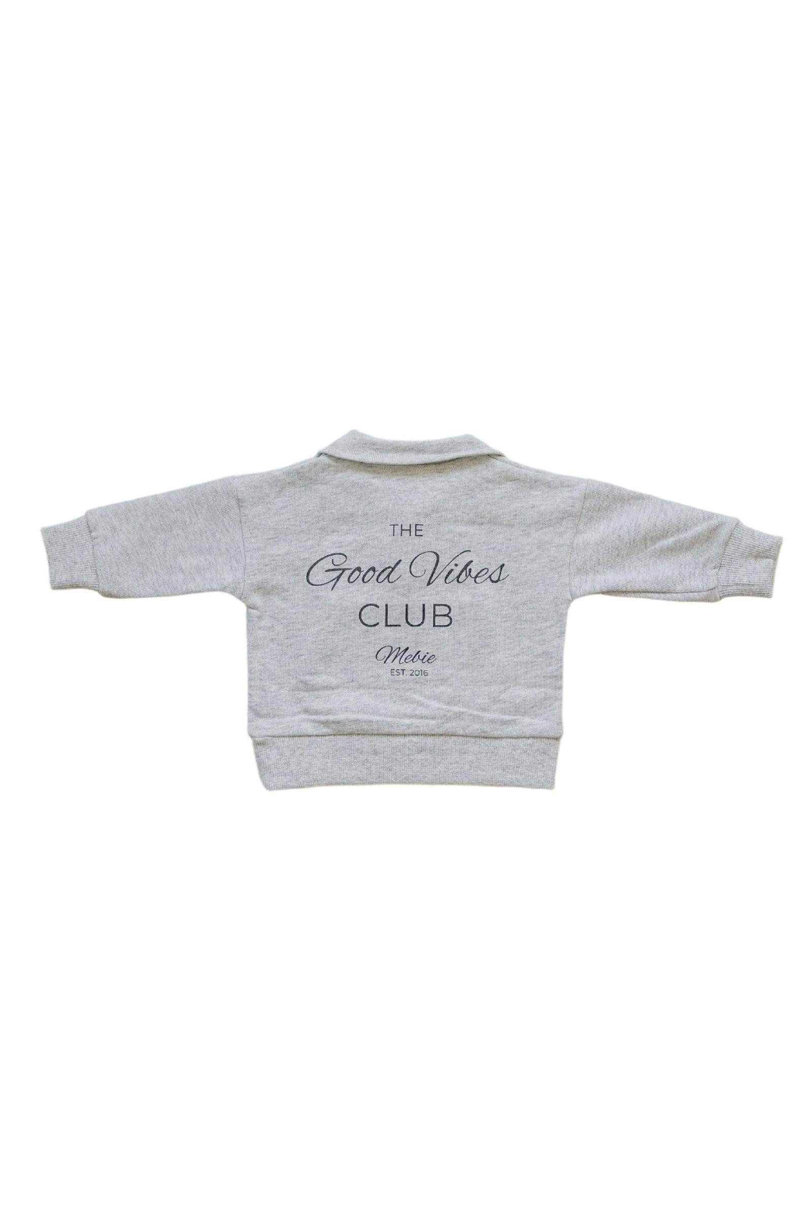 Good Vibes Quarter Zip Grey Sweatshirt Set, Cotton, Baby, Toddler & Kids
