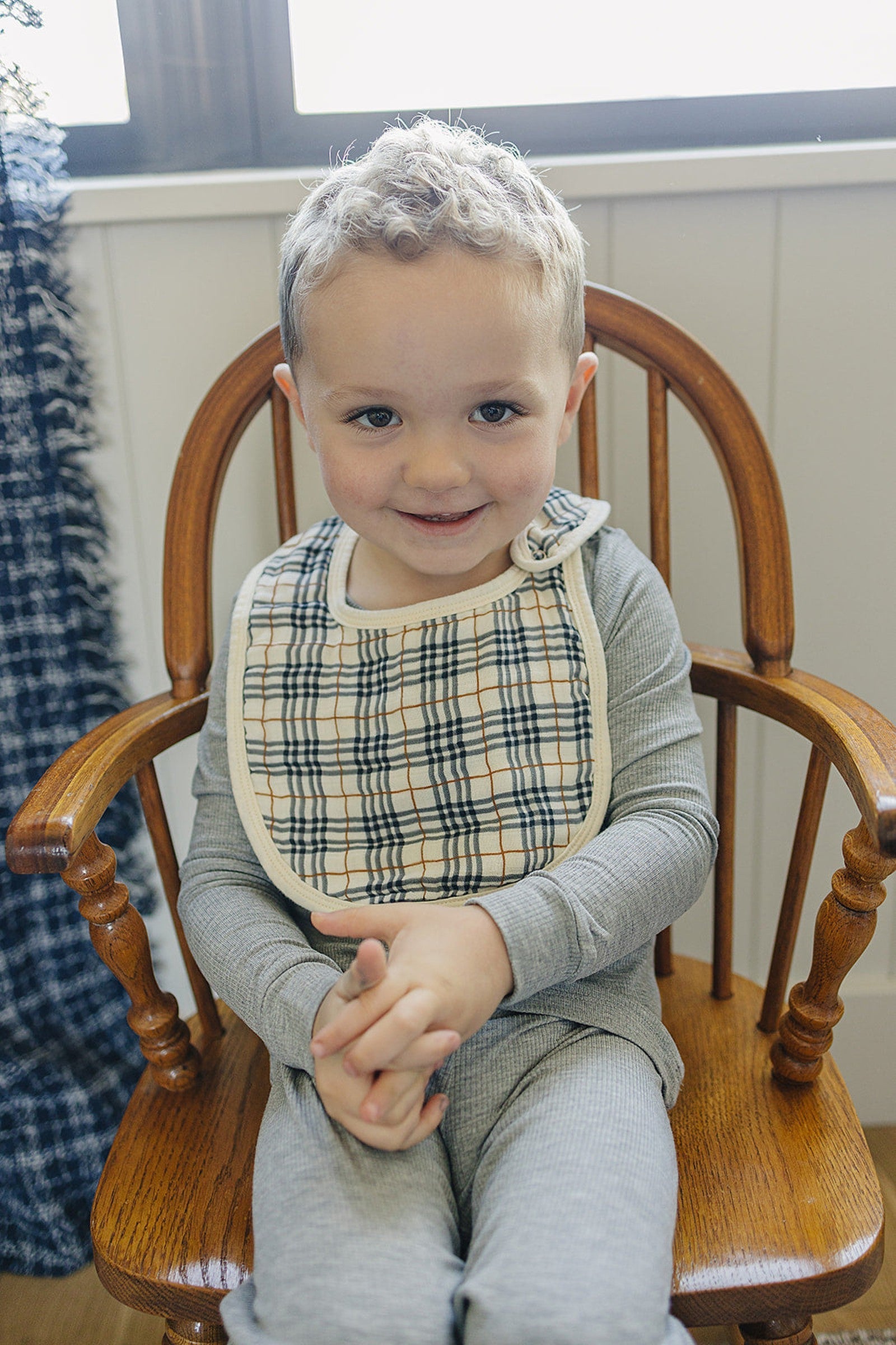 Vintage Plaid Classic Muslin Bib, 100% Cotton, Baby Essentials