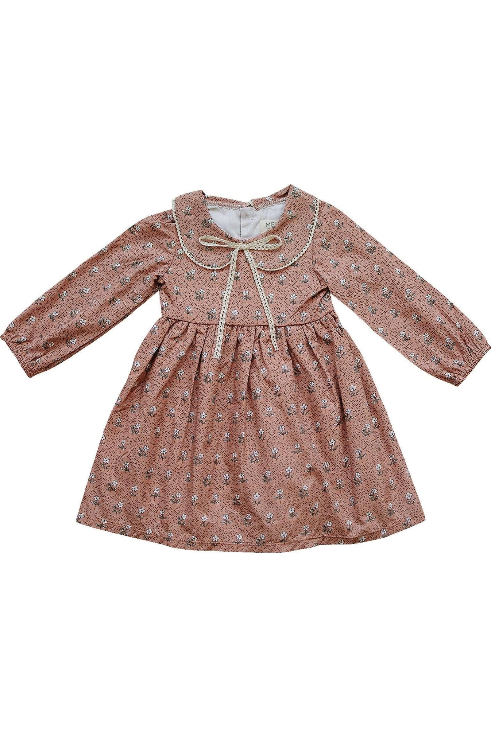 Vintage Pink Floral Dress with Peter Pan Collar, Cotton, Sizes 2-7