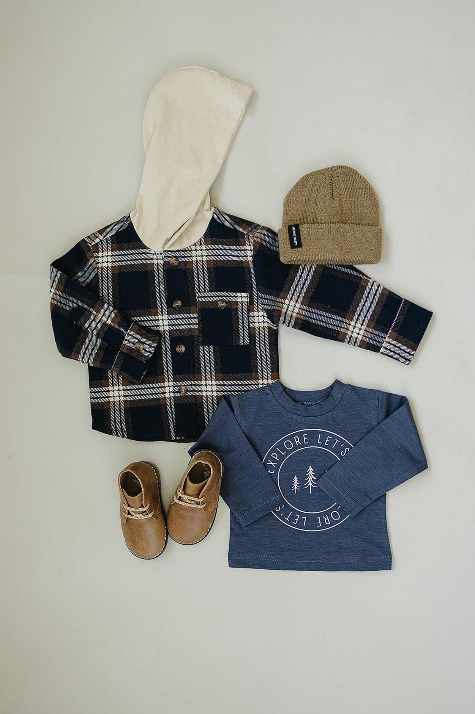 Plaid Hooded Button Up Shirt, 100% Cotton, Back to School, Baby, Toddler & Kids