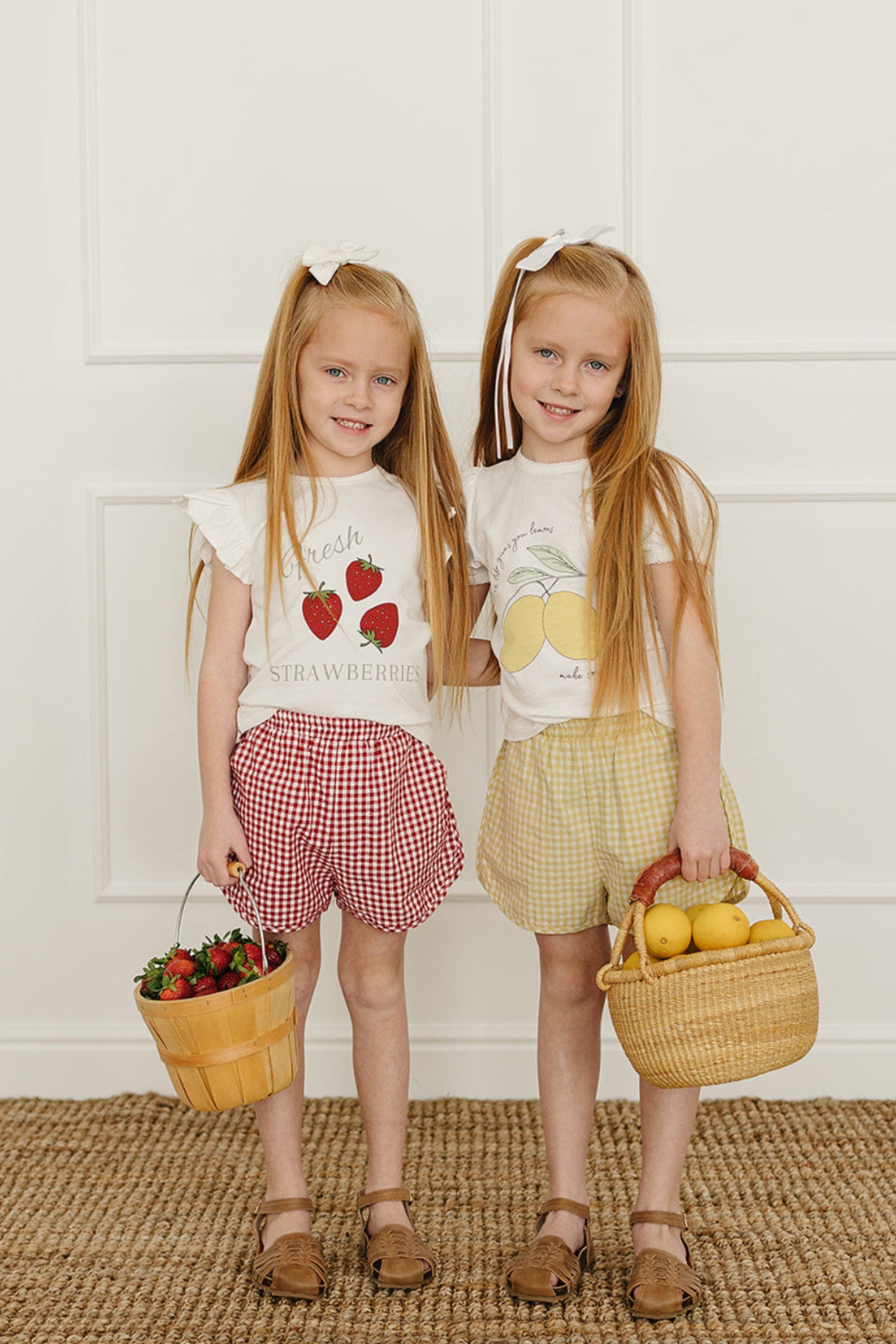 Cotton Yellow Gingham Shorts for Girls, Baby & Toddler