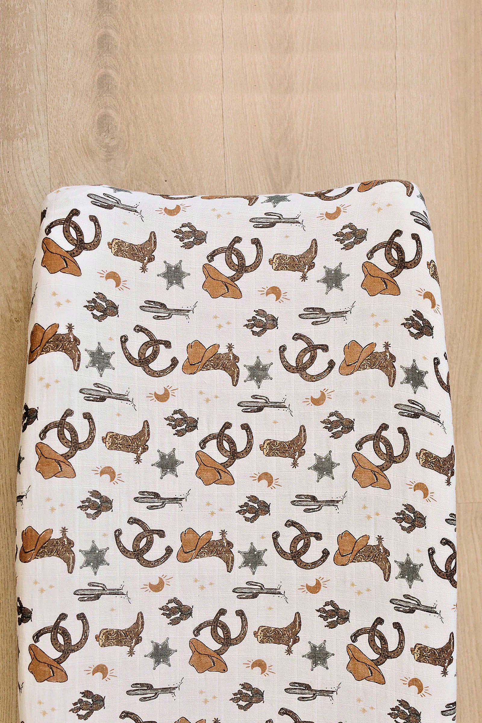 Outlaw Cowboy Muslin Changing Pad Cover, 100% Cotton, Gender Neutral, Baby