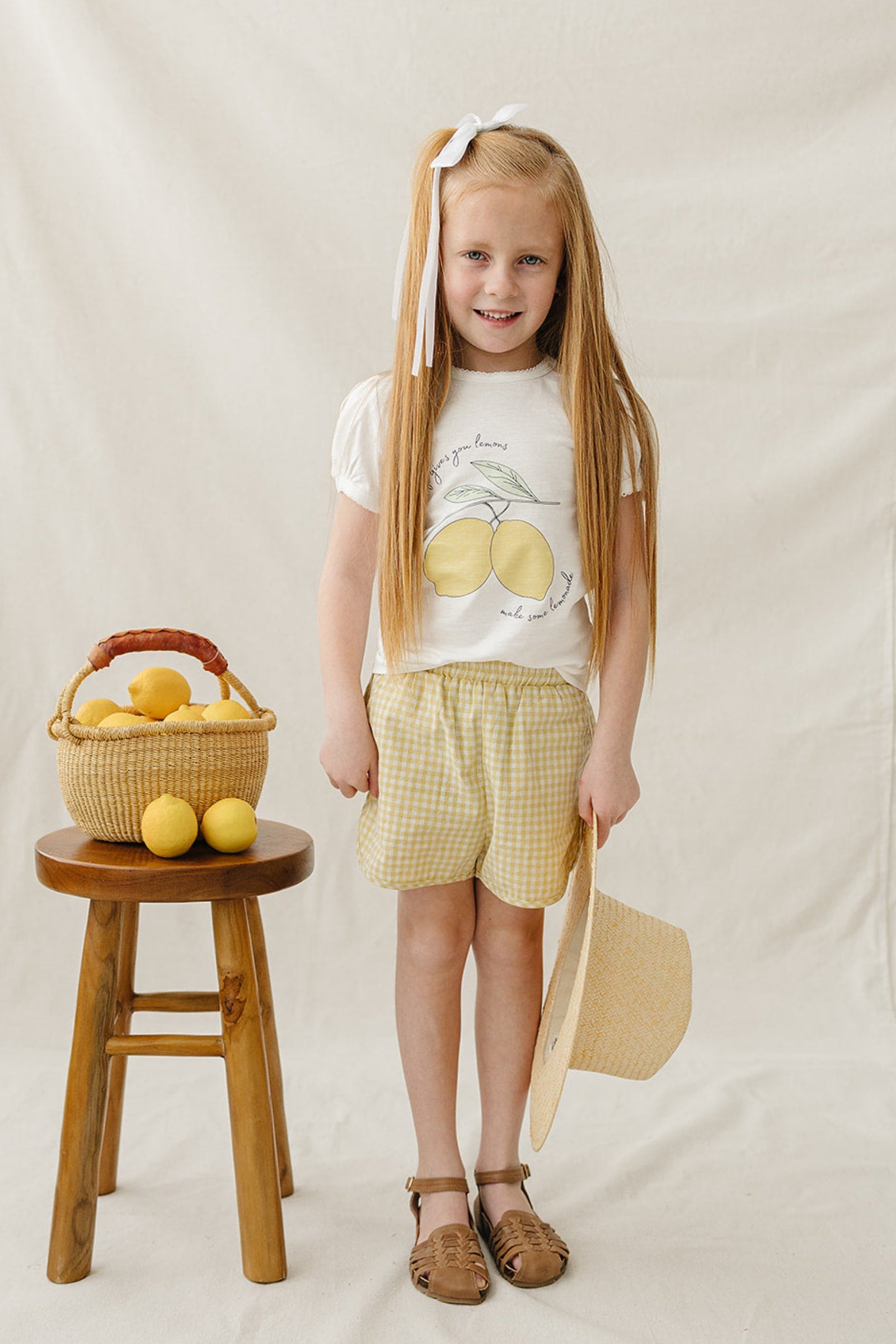 Cotton Lemon T-Shirt for Girls, White, Baby - Kids