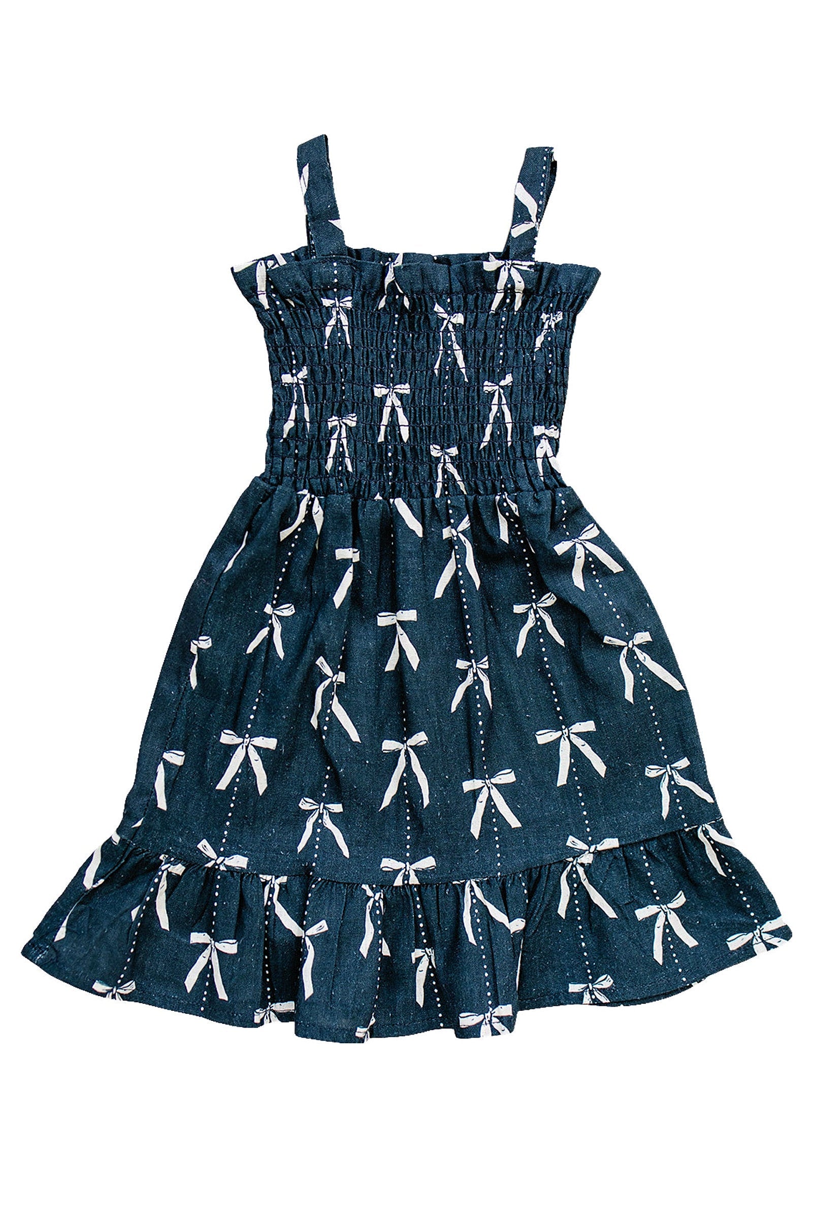 Navy Bow Linen Summer Dress, Baby, Toddler & Kids