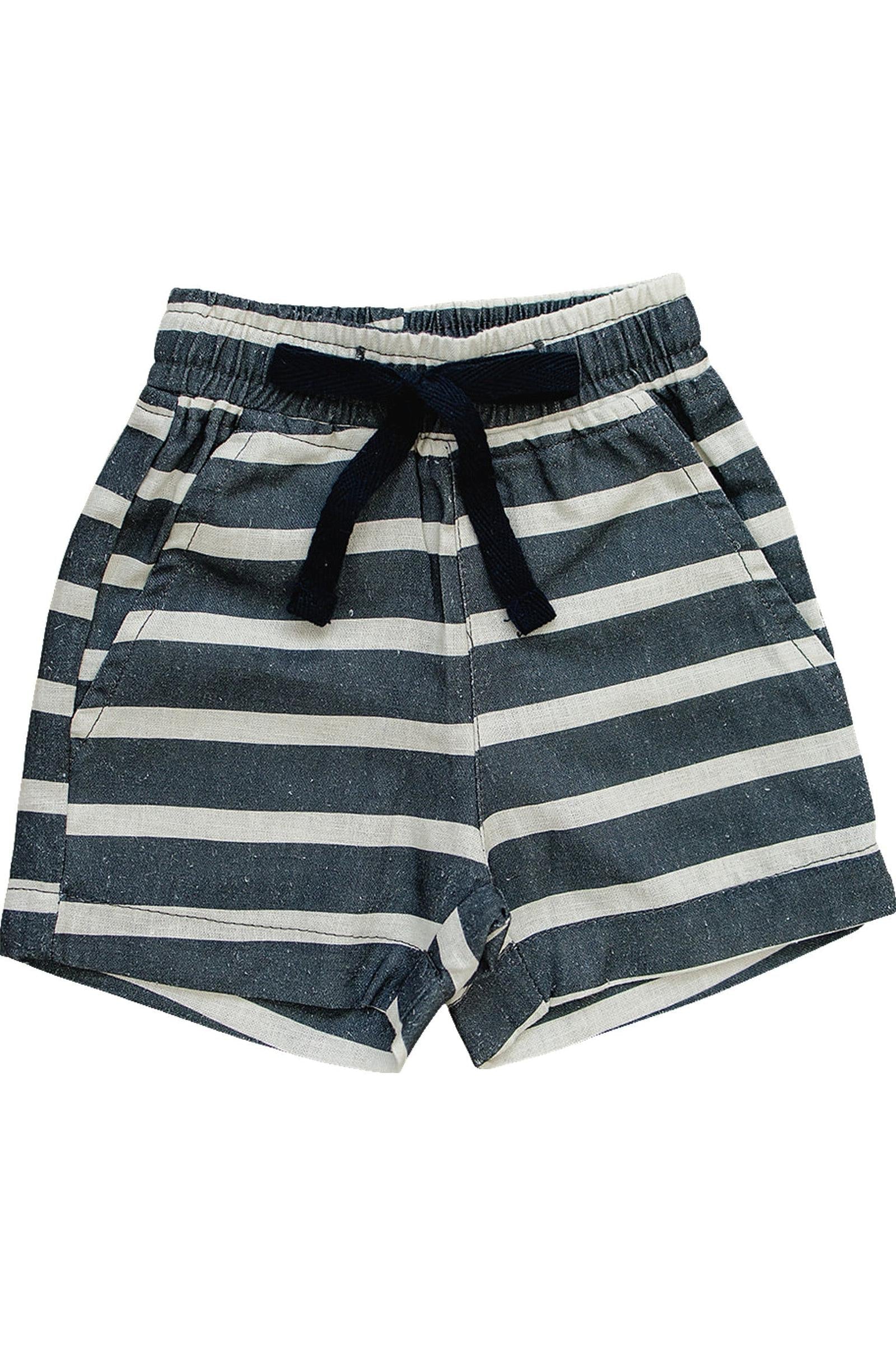 Boy Navy Stripe Linen Shorts, Baby, Toddler & Kids